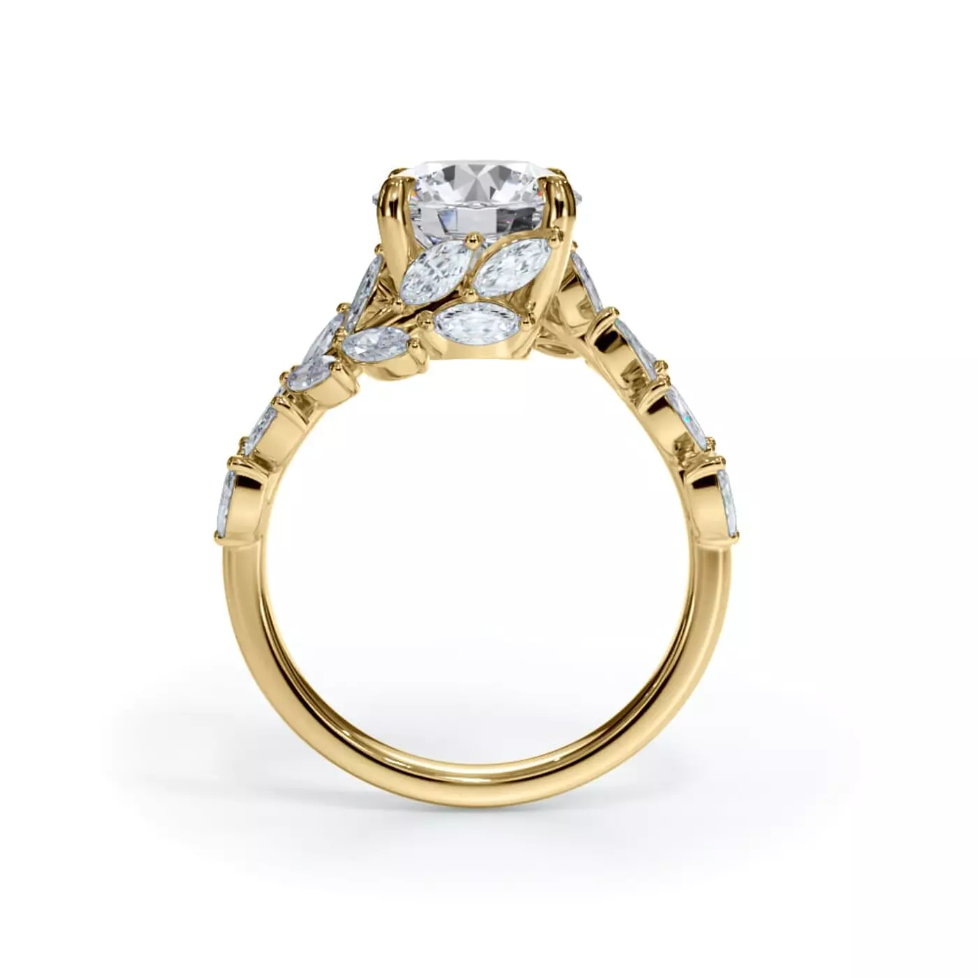 Marquise-Inspired Shape 18K Yellow Gold Engagement Ring