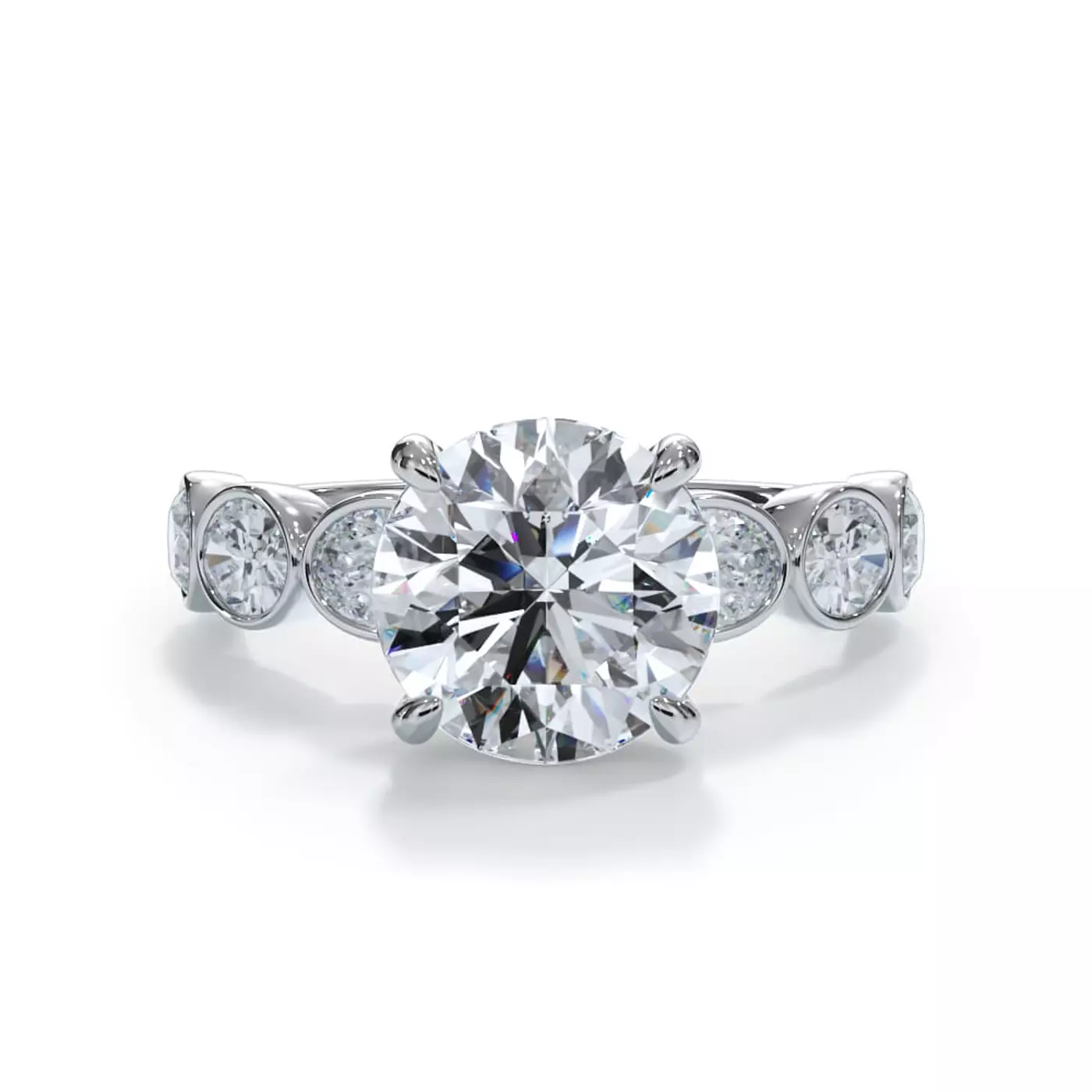 Modern Bezel Setting 14K White Gold Engagement Ring