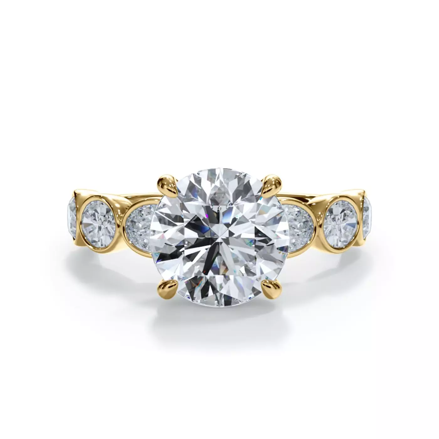 Modern Bezel Setting 14K Yellow Gold Engagement Ring