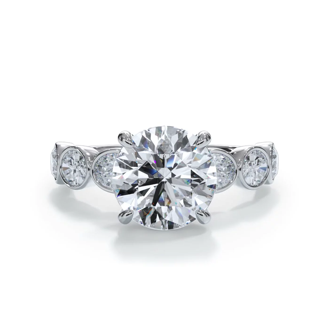 Modern Bezel Setting 18K White Gold Engagement Ring