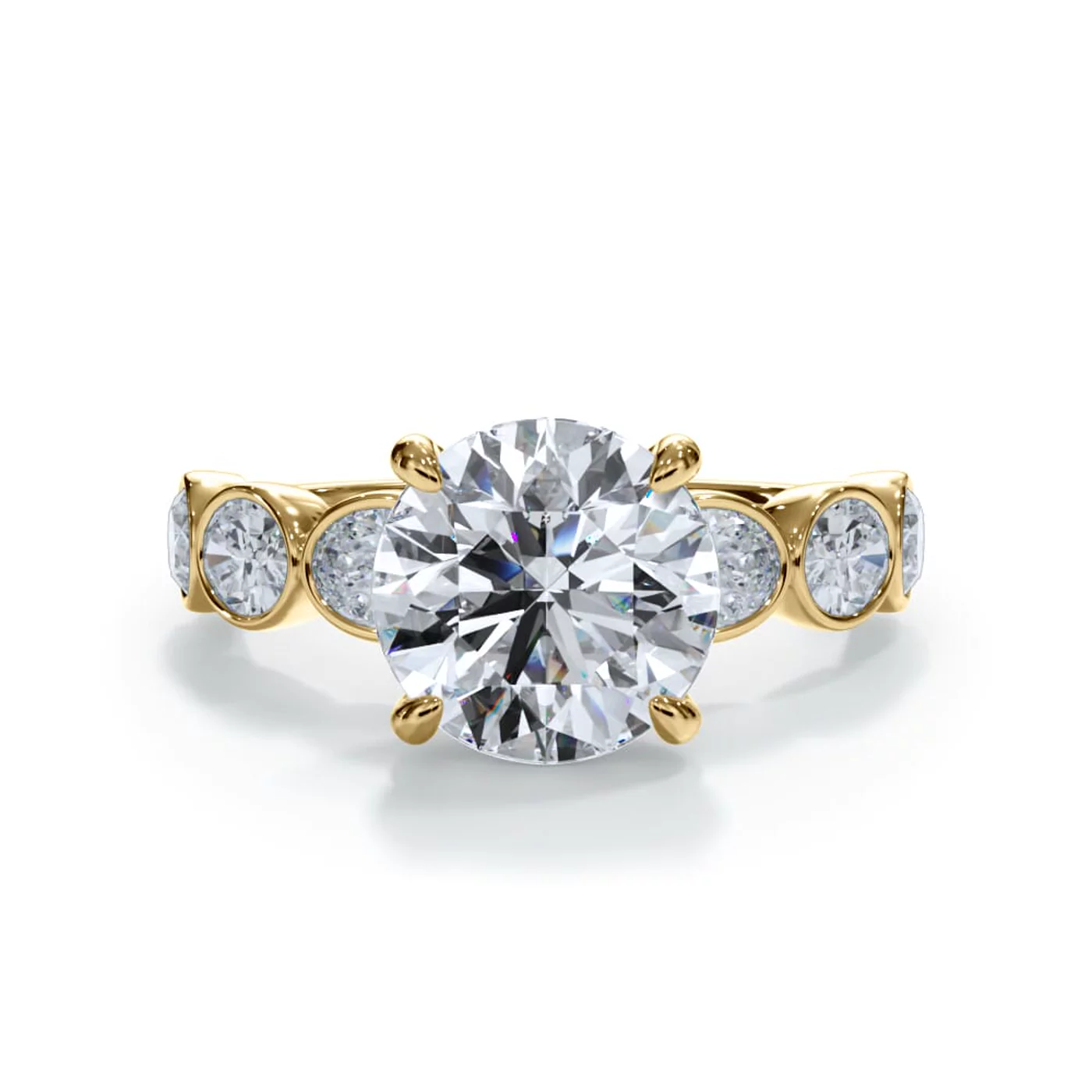 Modern Bezel Setting 18K Yellow Gold Engagement Ring