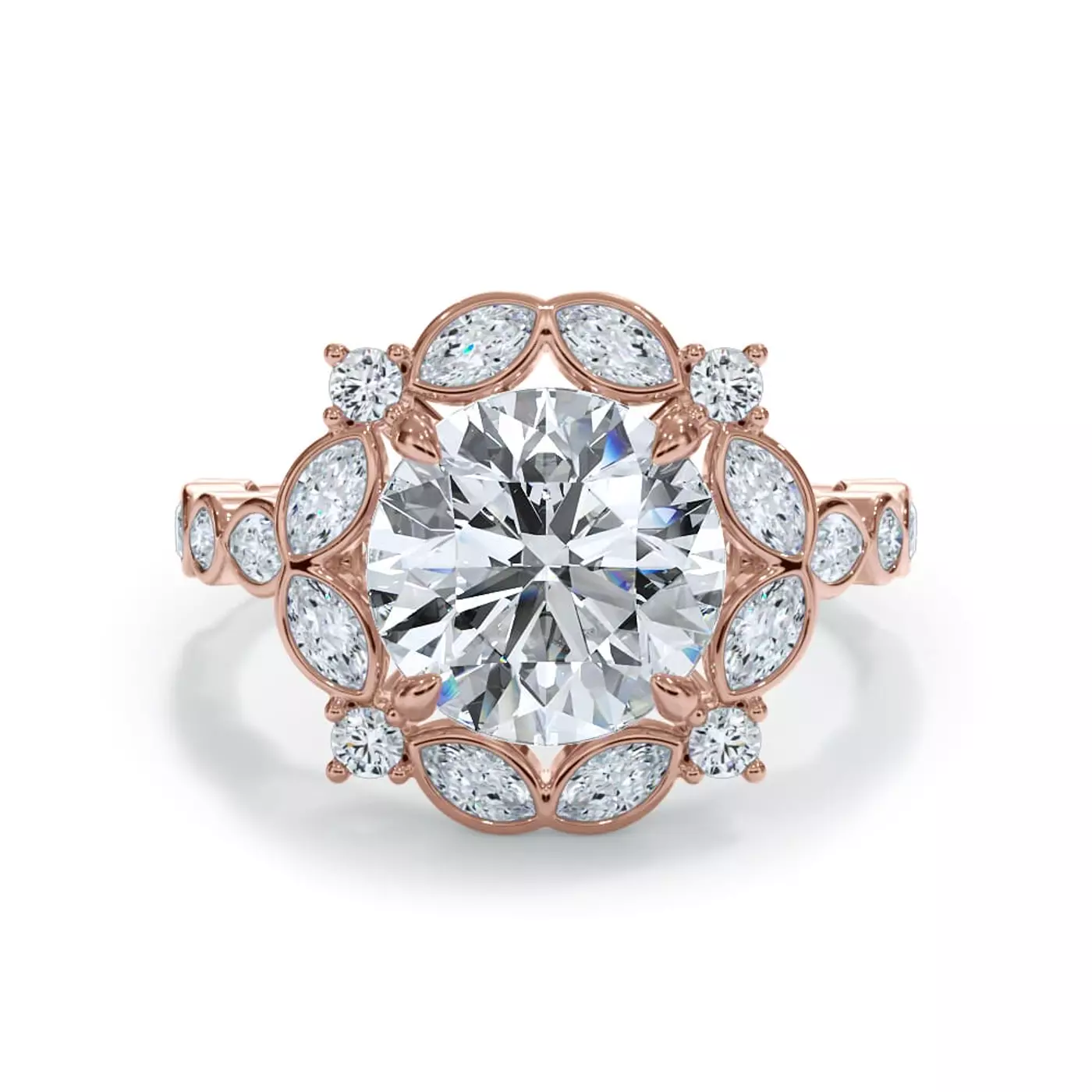 Radiant Halo Frame 14K Rose Gold Engagement Ring