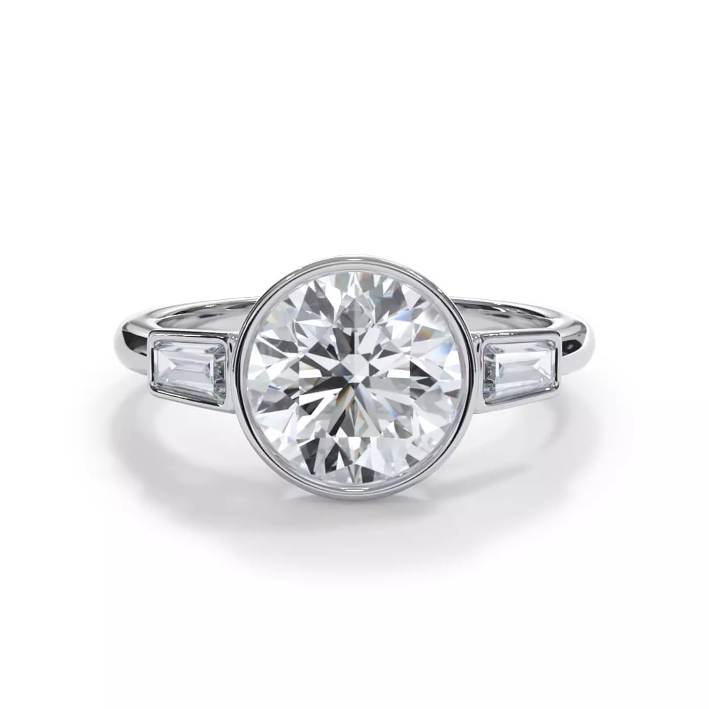 Modern Bezel Setting 14K White Gold Engagement Ring