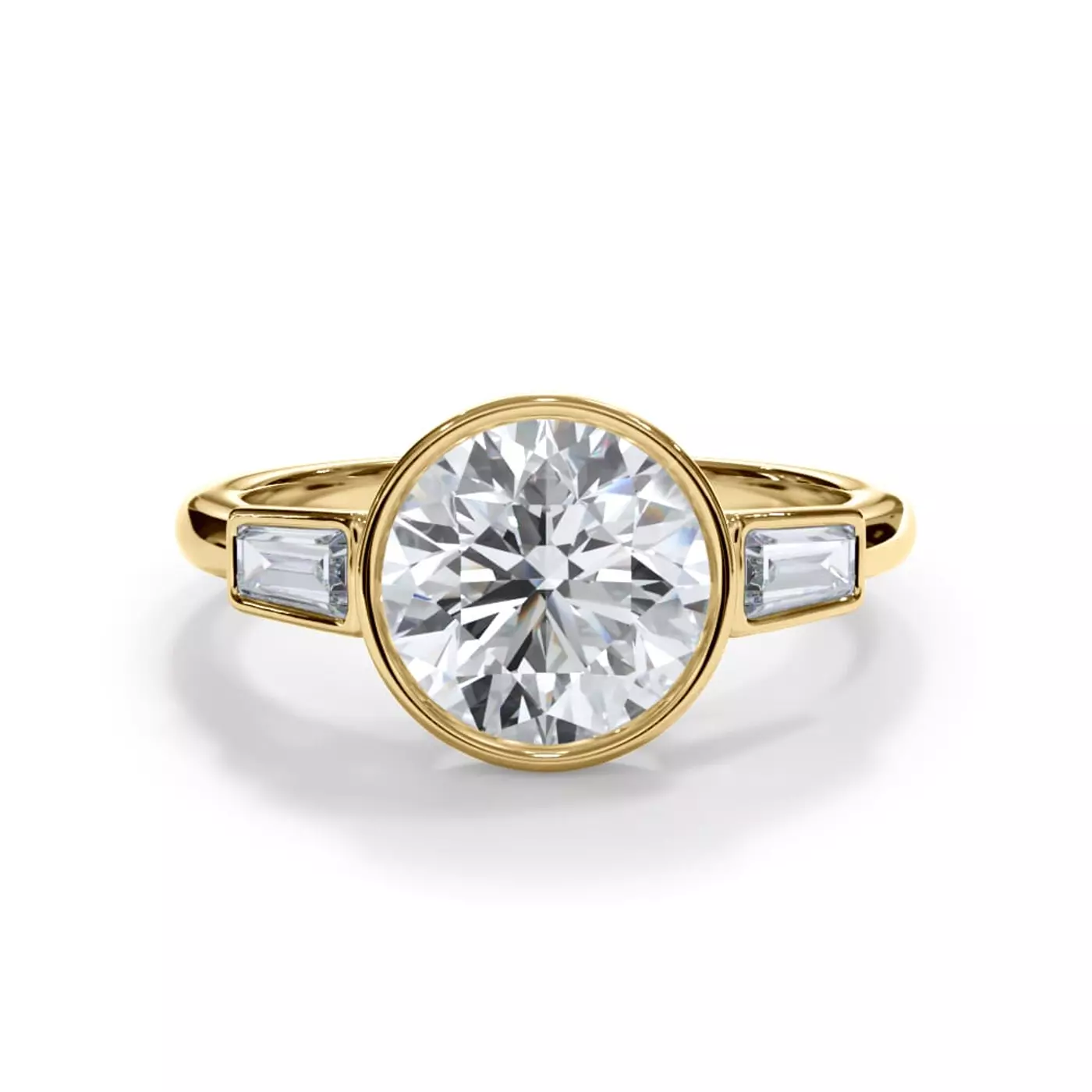 Modern Bezel Setting 14K Yellow Gold Engagement Ring