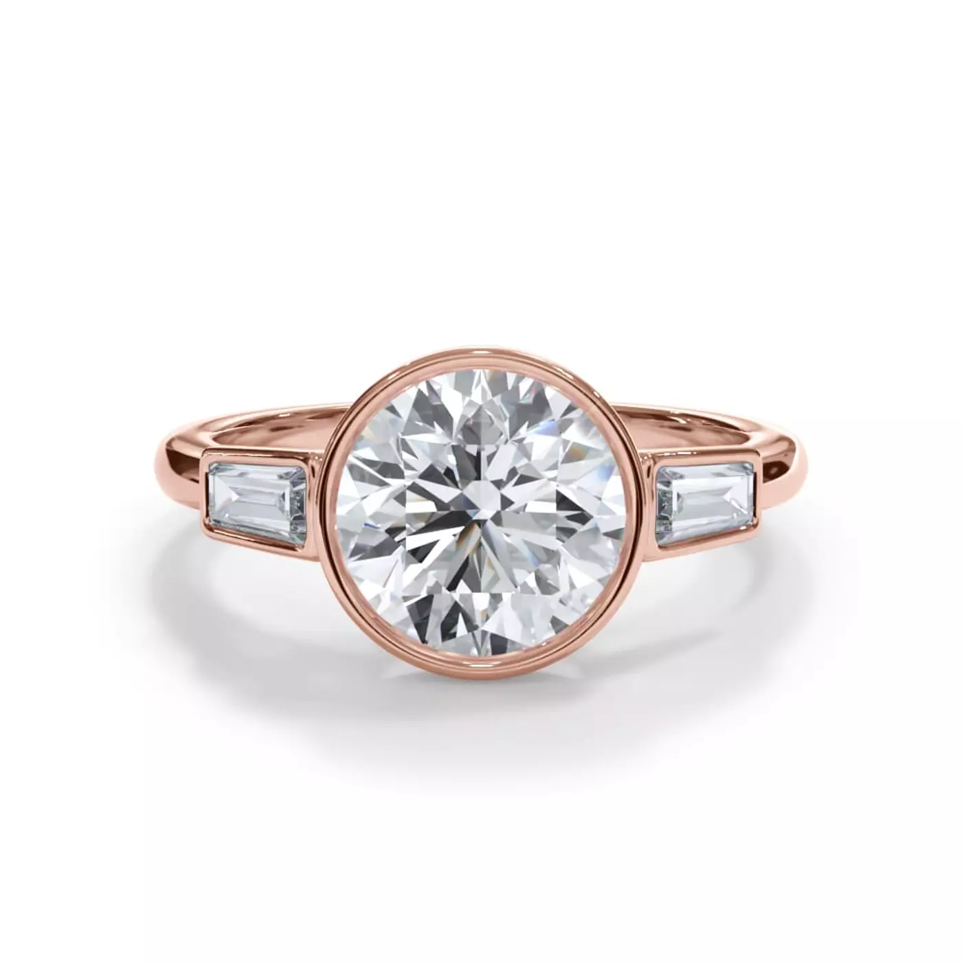 Modern Bezel Setting 18K Rose Gold Engagement Ring
