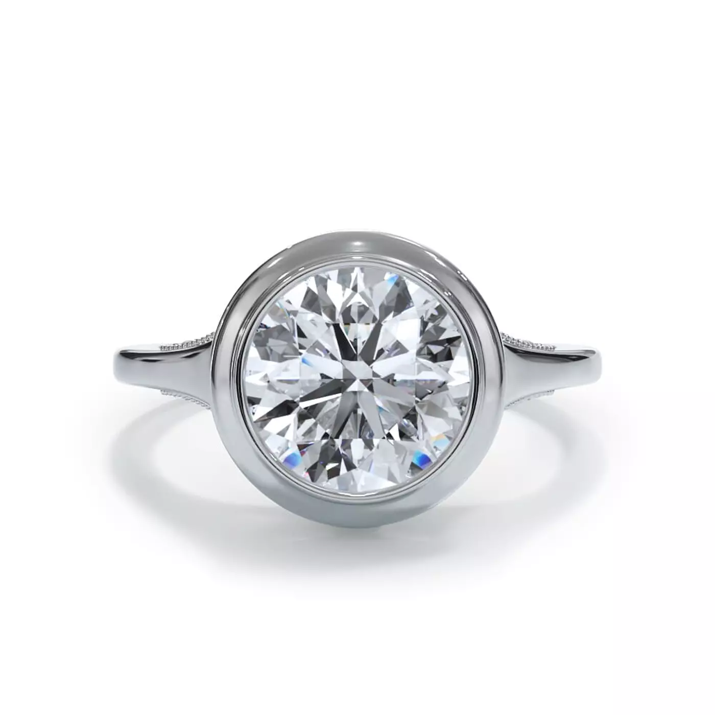 Modern Bezel Setting 14K White Gold Engagement Ring