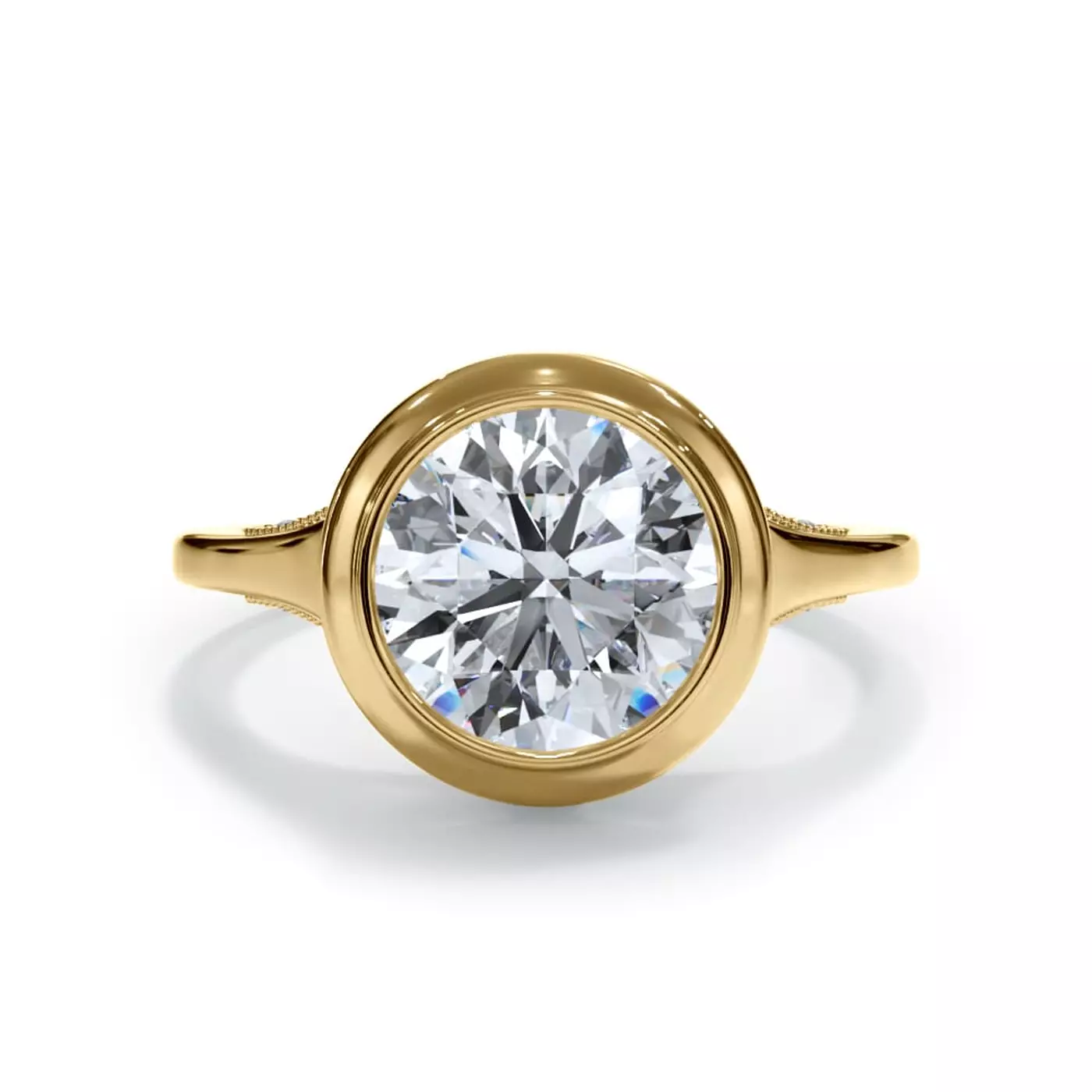 Modern Bezel Setting 14K Yellow Gold Engagement Ring