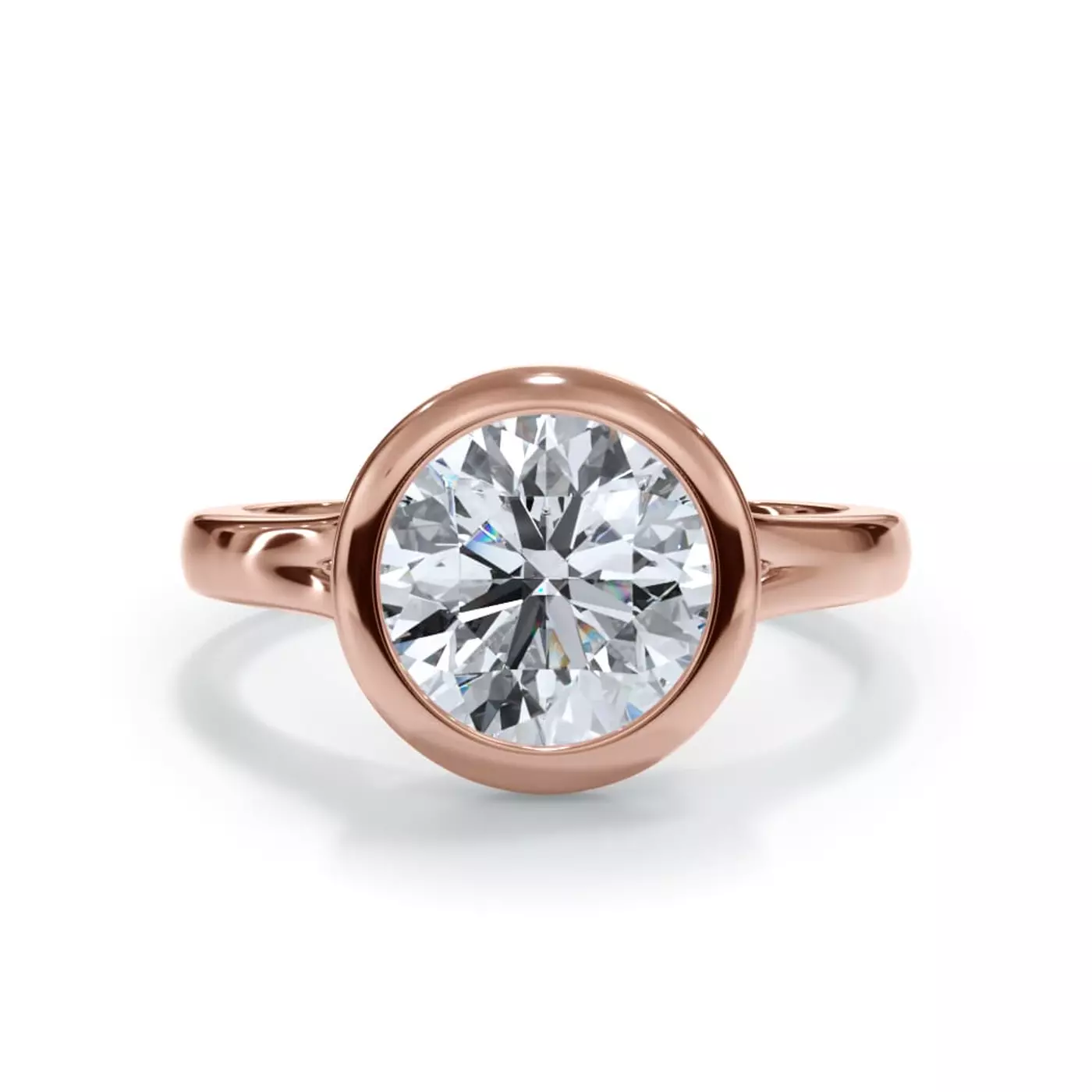Bezel-Set Center 14K Rose Gold Engagement Ring