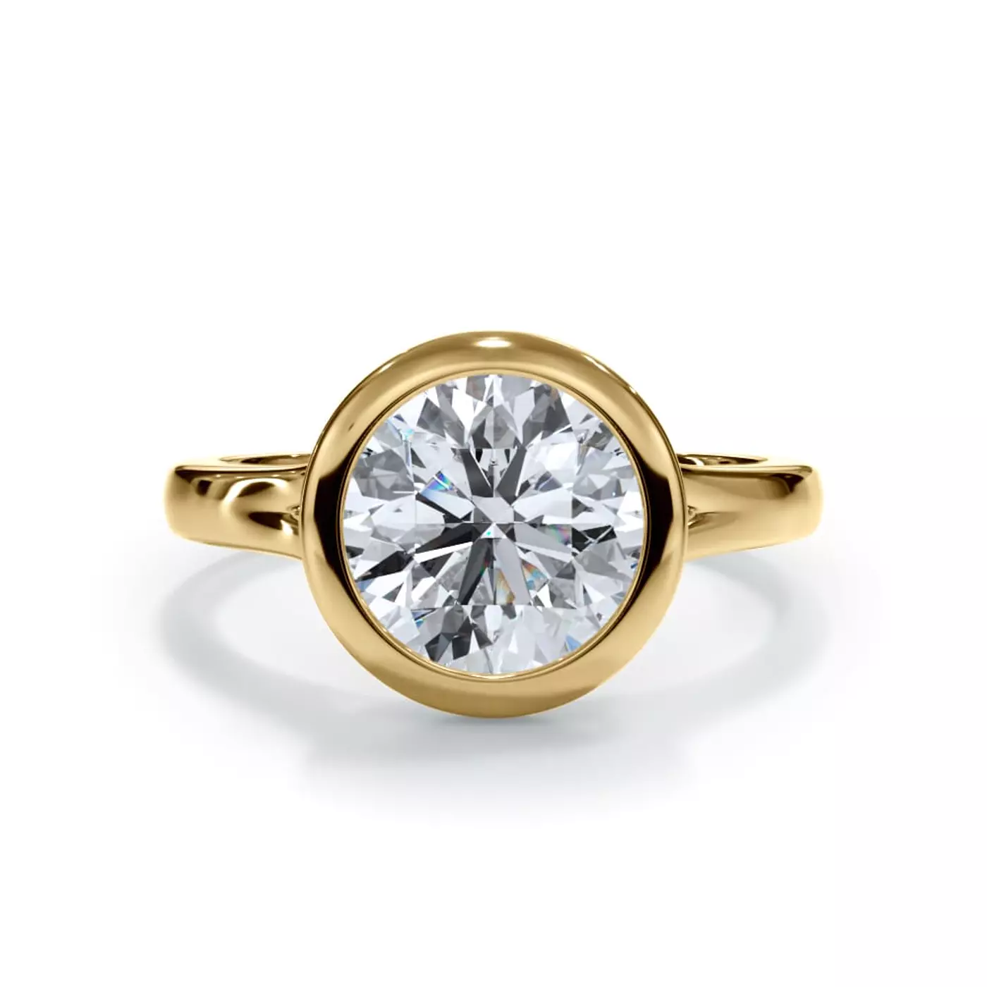 Bezel-Set Center 18K Yellow Gold Engagement Ring