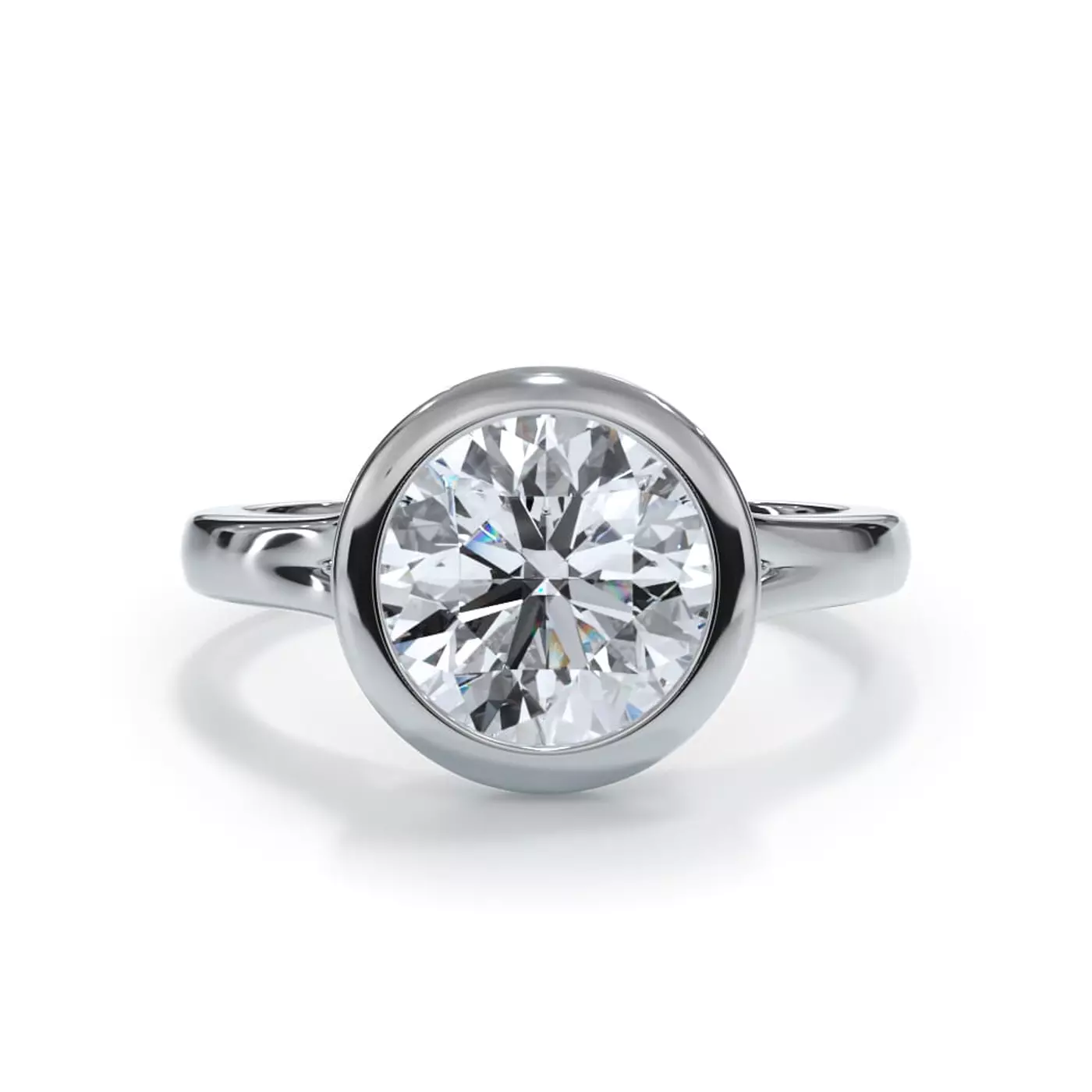 Bezel-Set Center Platinum Engagement Ring