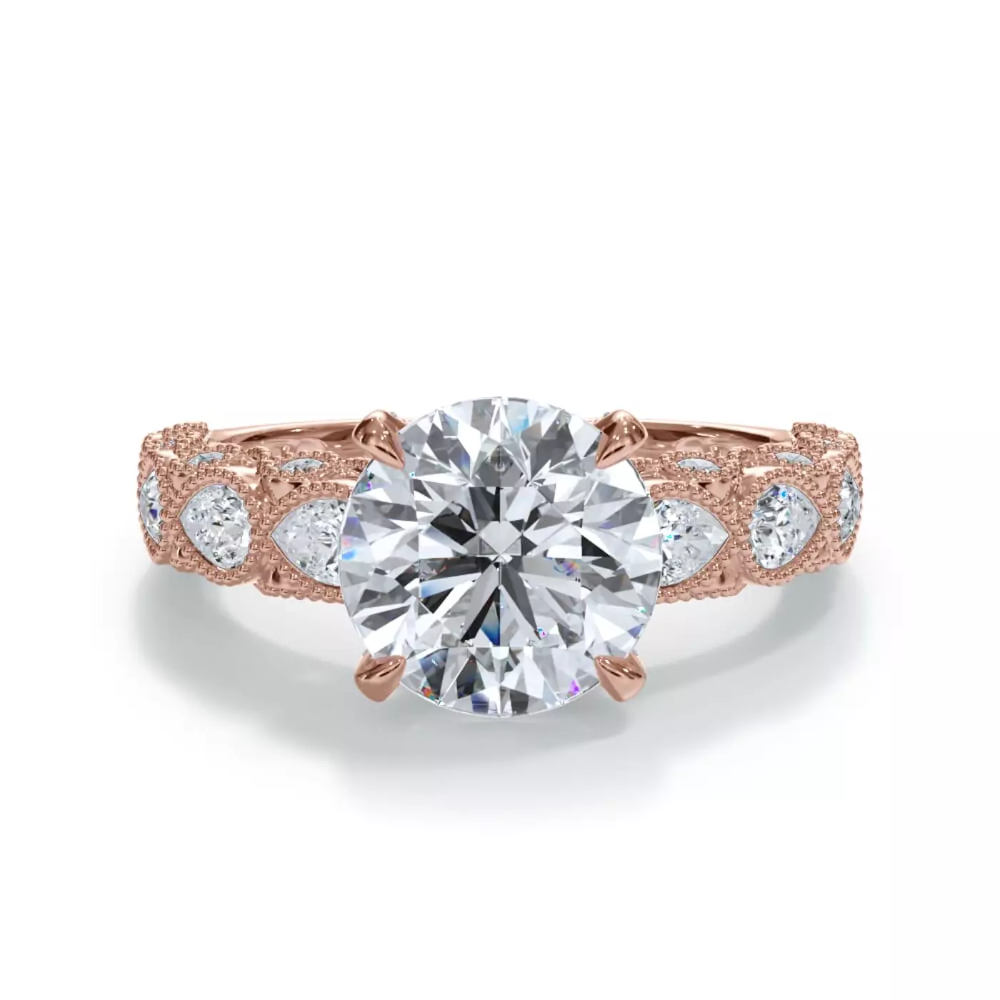 Elongated Pear Silhouette 14K Rose Gold Engagement Ring