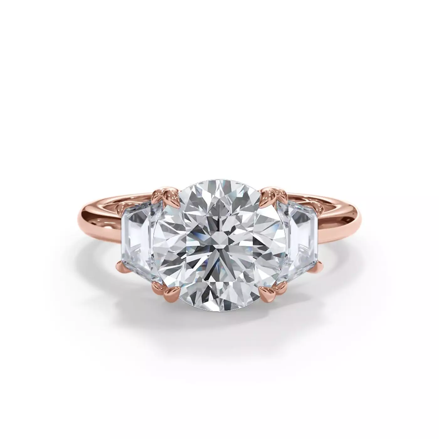Trapezoid Lab Sides 14K Rose Gold Engagement Ring