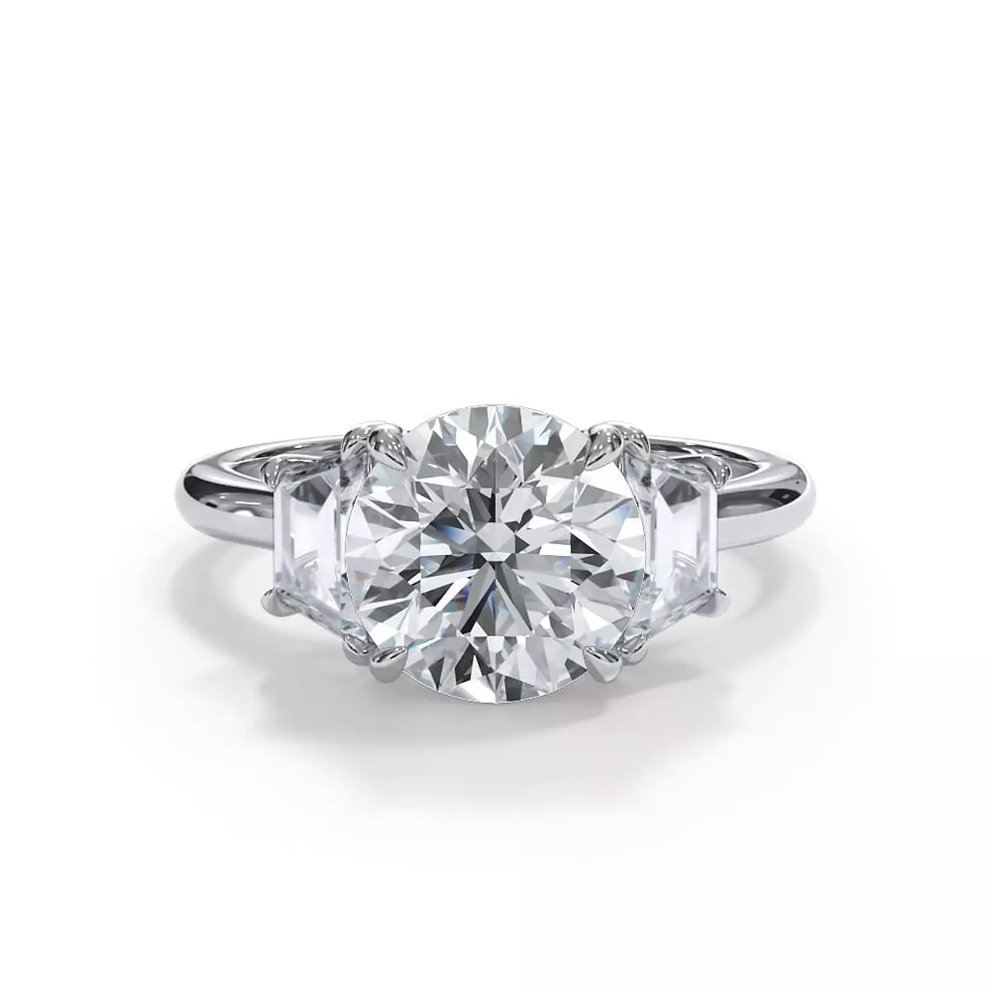 Trapezoid Lab Sides Platinum Engagement Ring