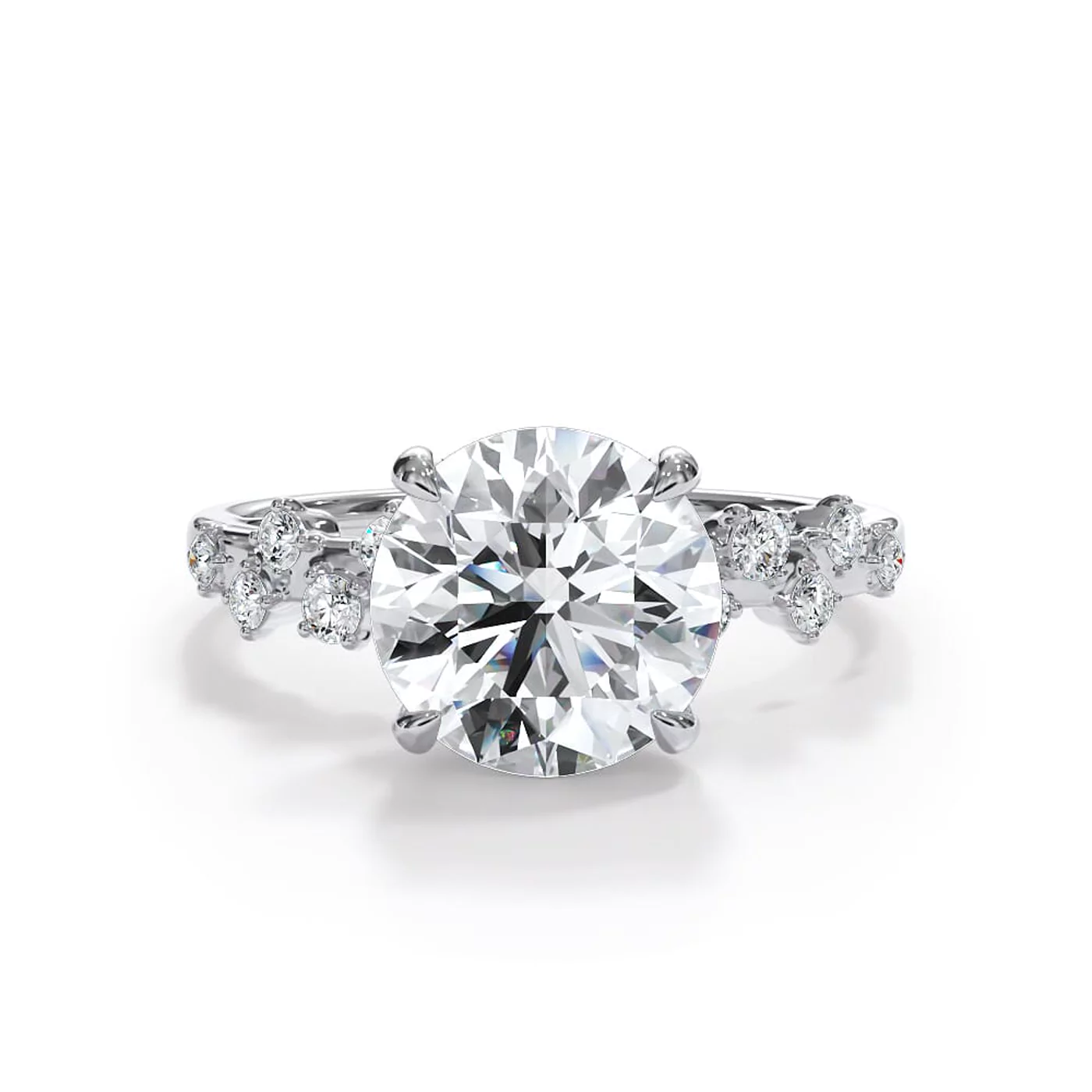 Concealed Halo Sparkle 18K White Gold Engagement Ring
