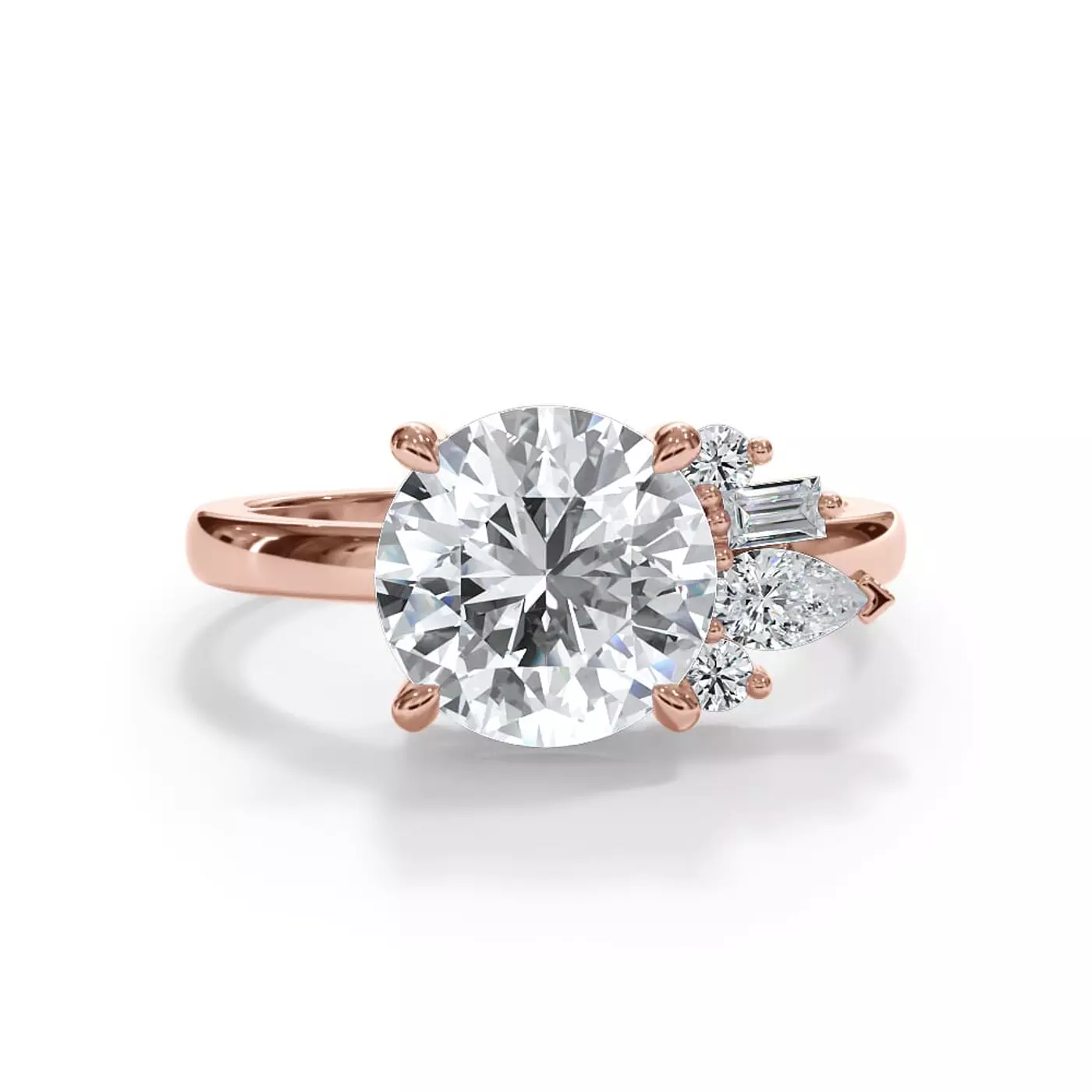 Brilliant Side Accents 14K Rose Gold Engagement Ring