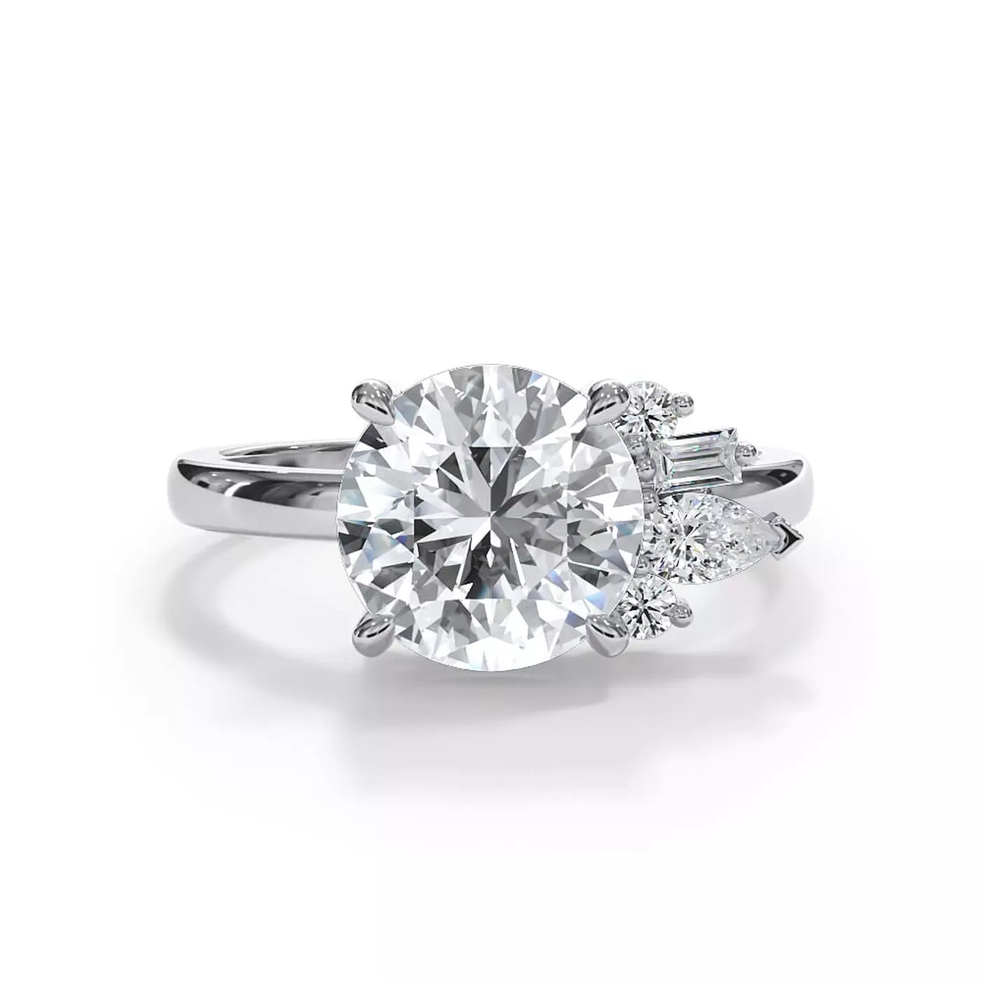Brilliant Side Accents 14K White Gold Engagement Ring