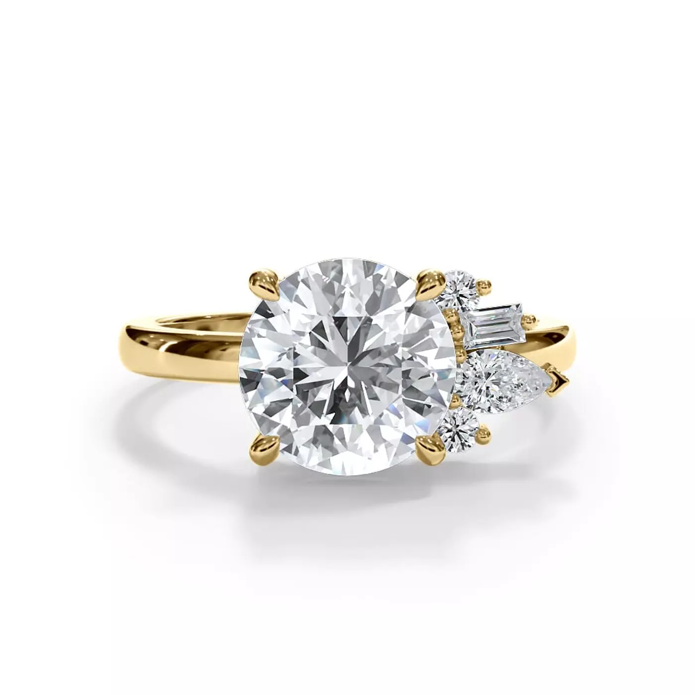 Brilliant Side Accents 14K Yellow Gold Engagement Ring