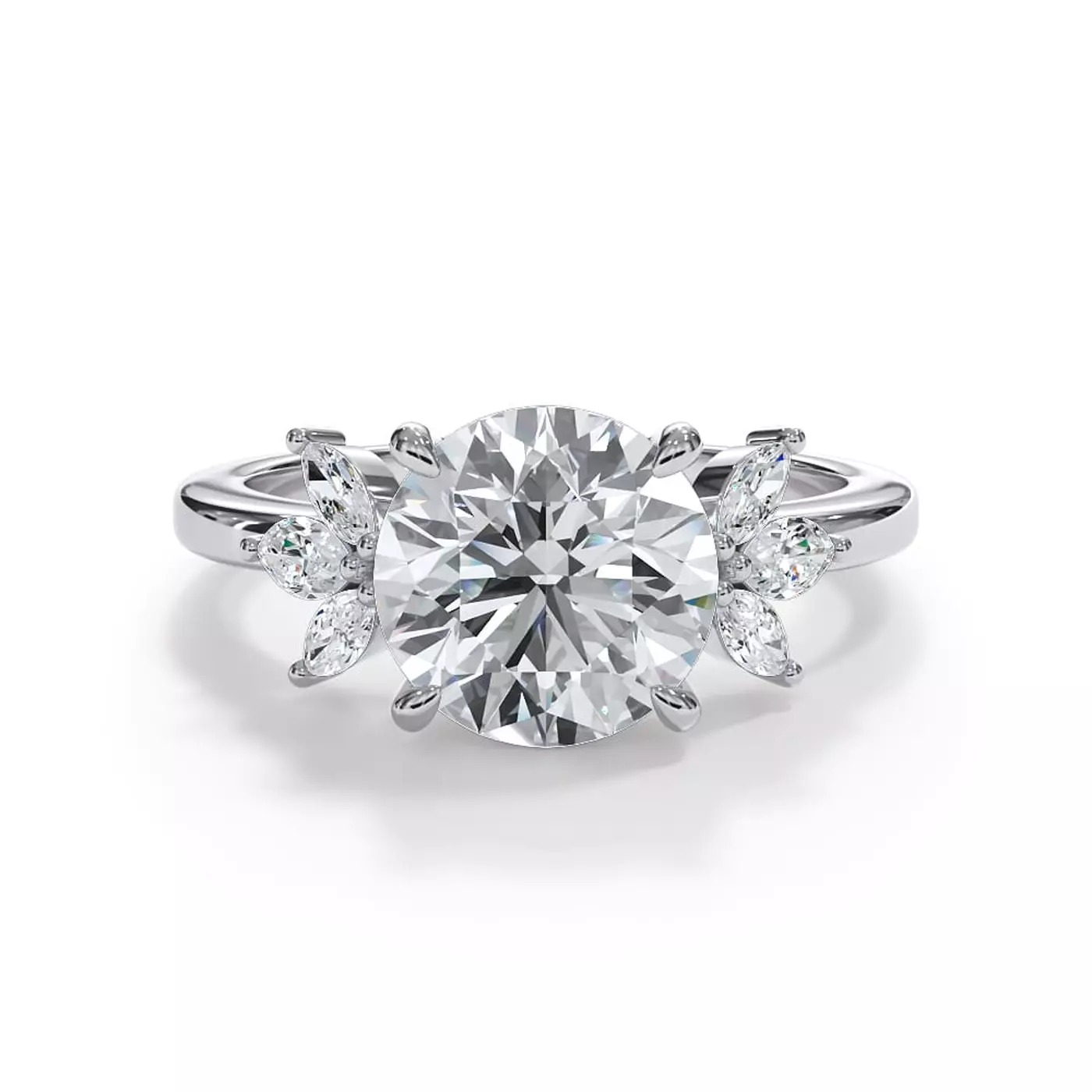Brilliant Side Accents 14K White Gold Engagement Ring