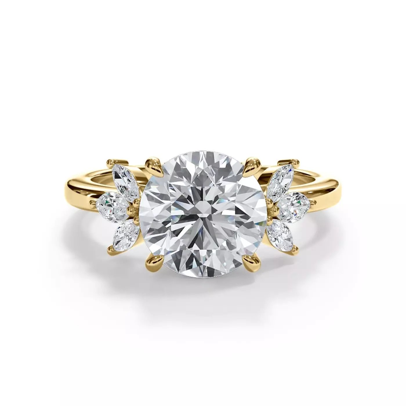 Brilliant Side Accents 14K Yellow Gold Engagement Ring