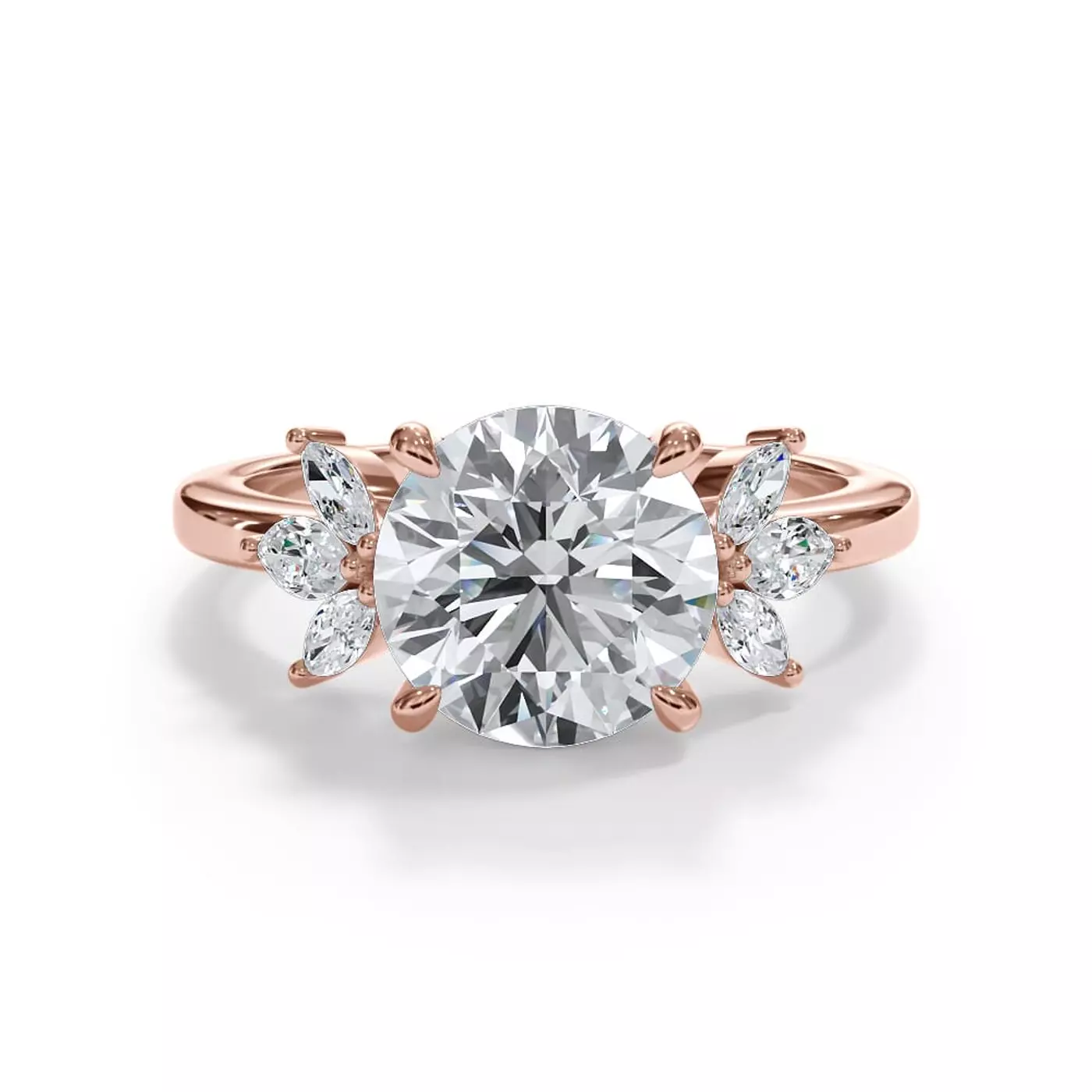 Brilliant Side Accents 18K Rose Gold Engagement Ring