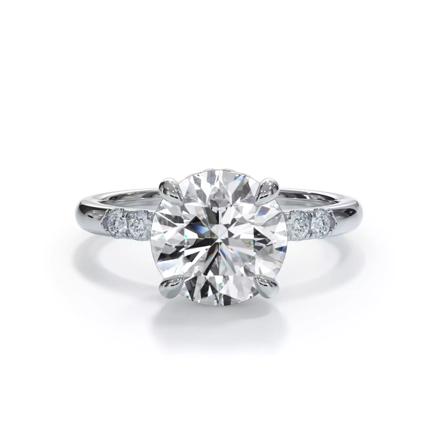 Hidden Halo Detail 14K White Gold Engagement Ring