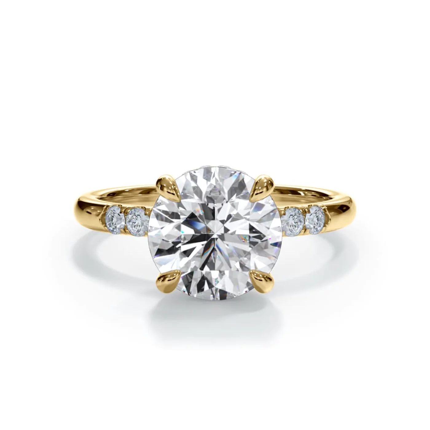 Hidden Halo Detail 18K Yellow Gold Engagement Ring