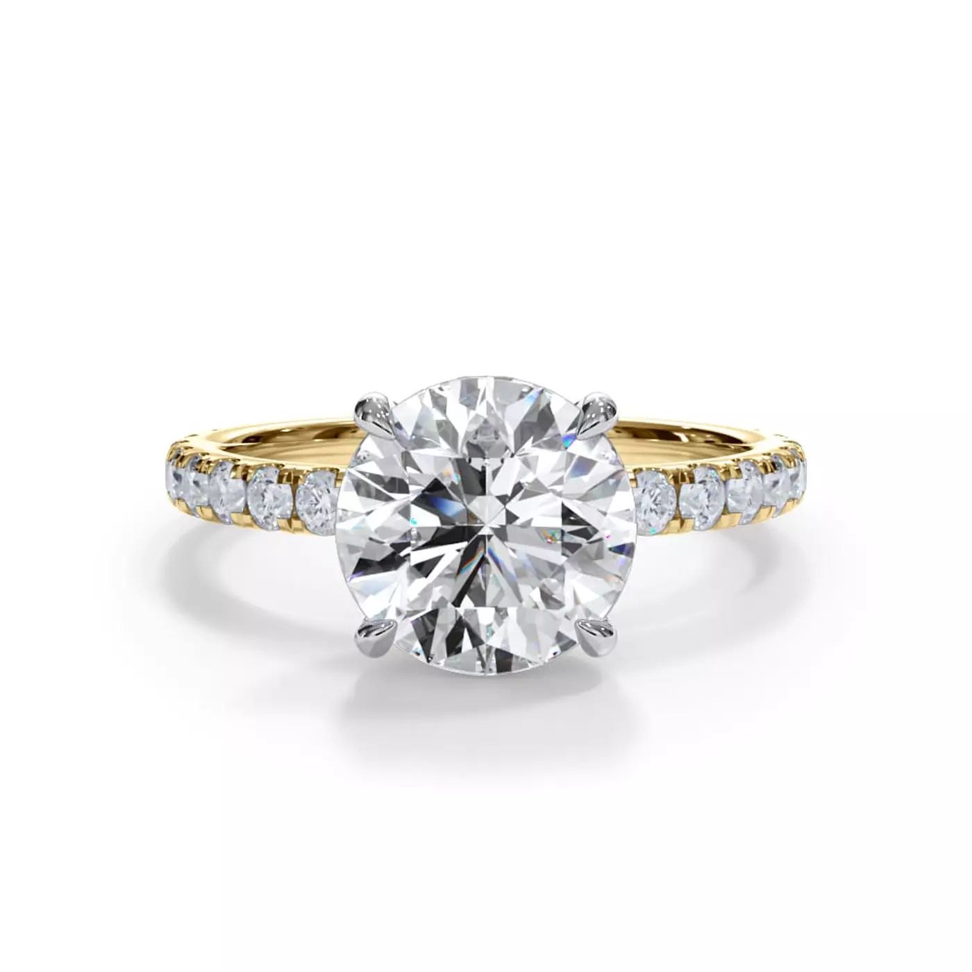 Hidden Halo Detail Yellow Gold 18k & White Gold 18k Engagement Ring