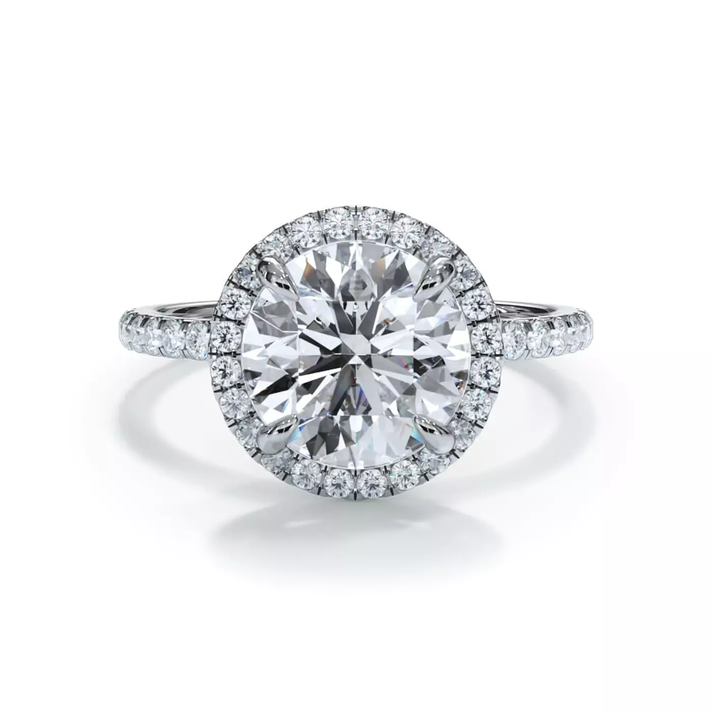 Pavé Band 14K White Gold Engagement Ring