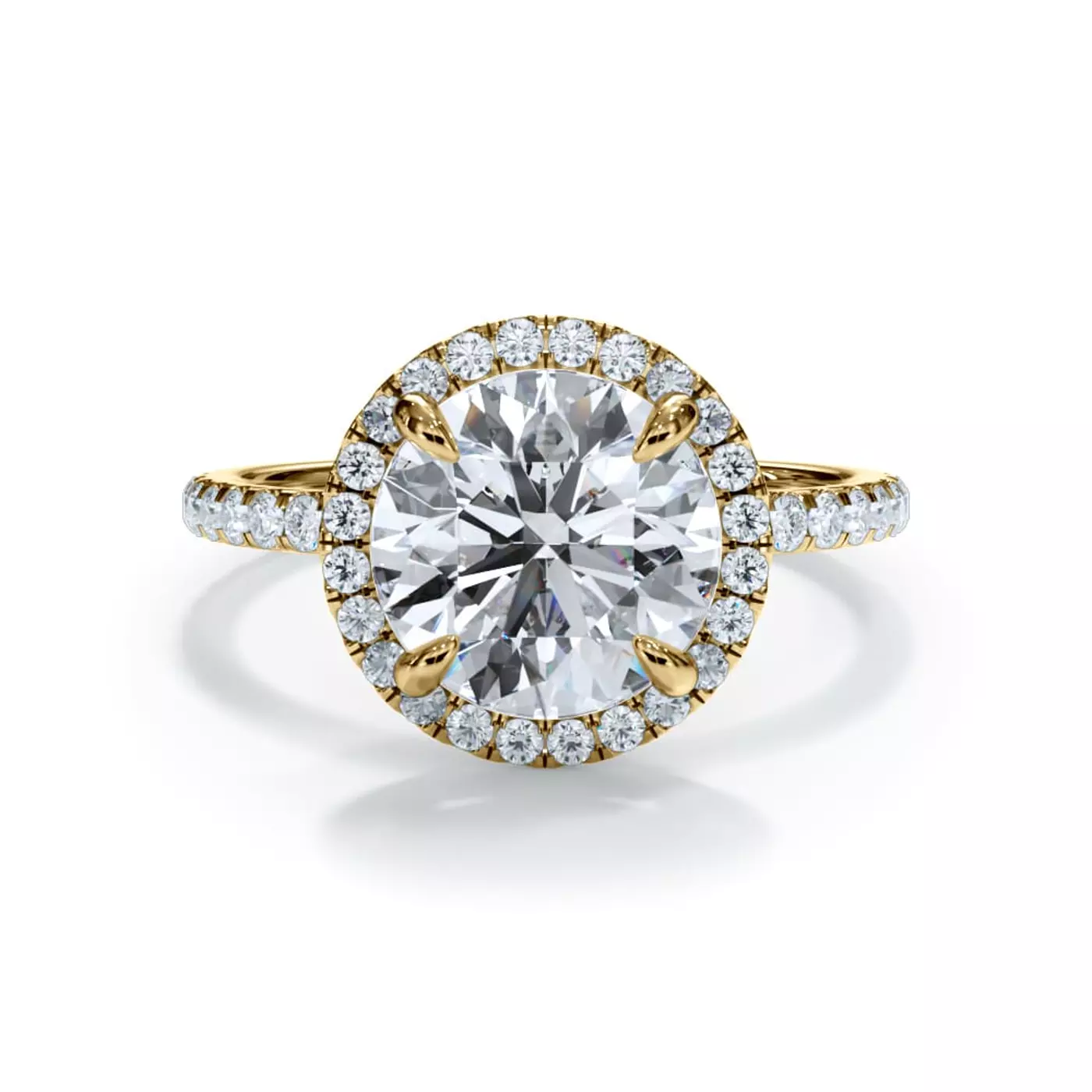 Pavé Band 14K Yellow Gold Engagement Ring