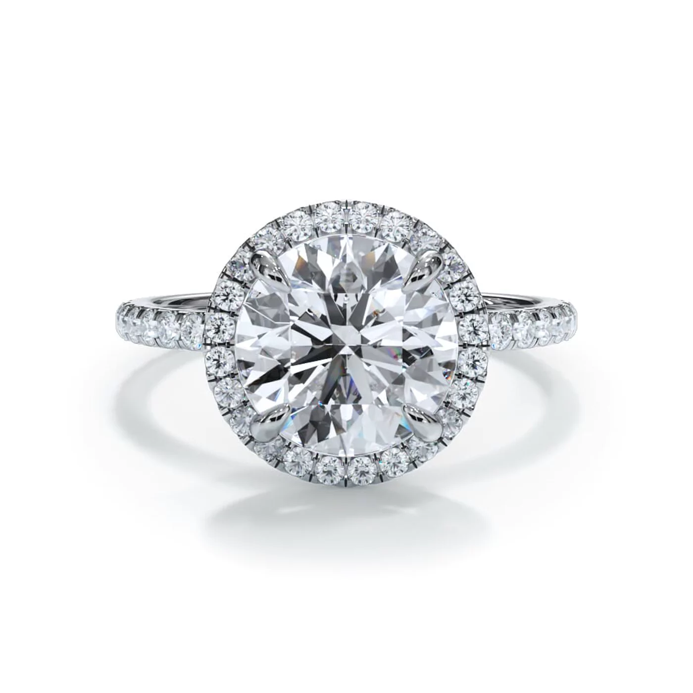 Pavé Band 18K White Gold Engagement Ring