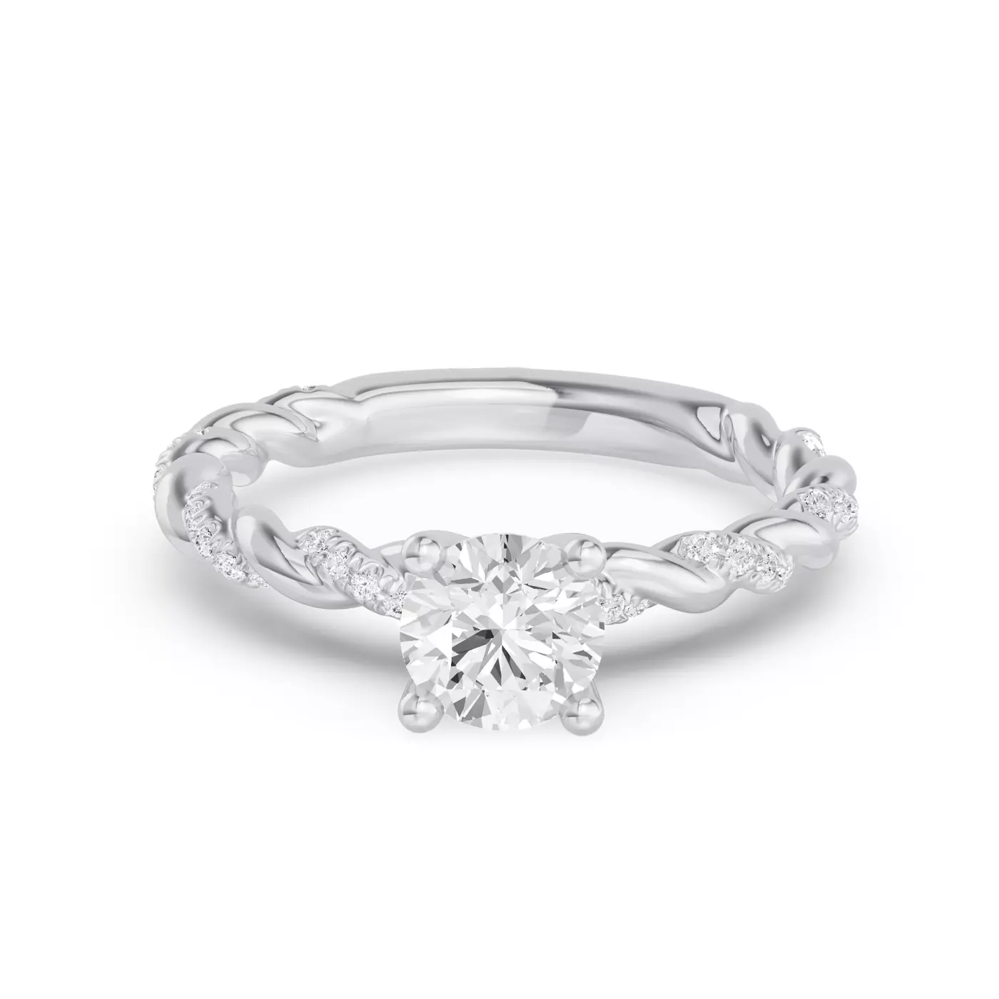 Interwoven Detailing 14K White Gold Engagement Ring