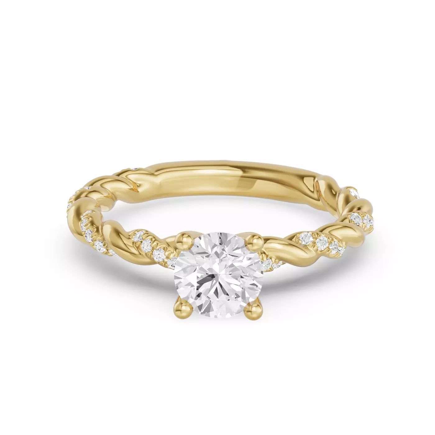 Interwoven Detailing 14K Yellow Gold Engagement Ring