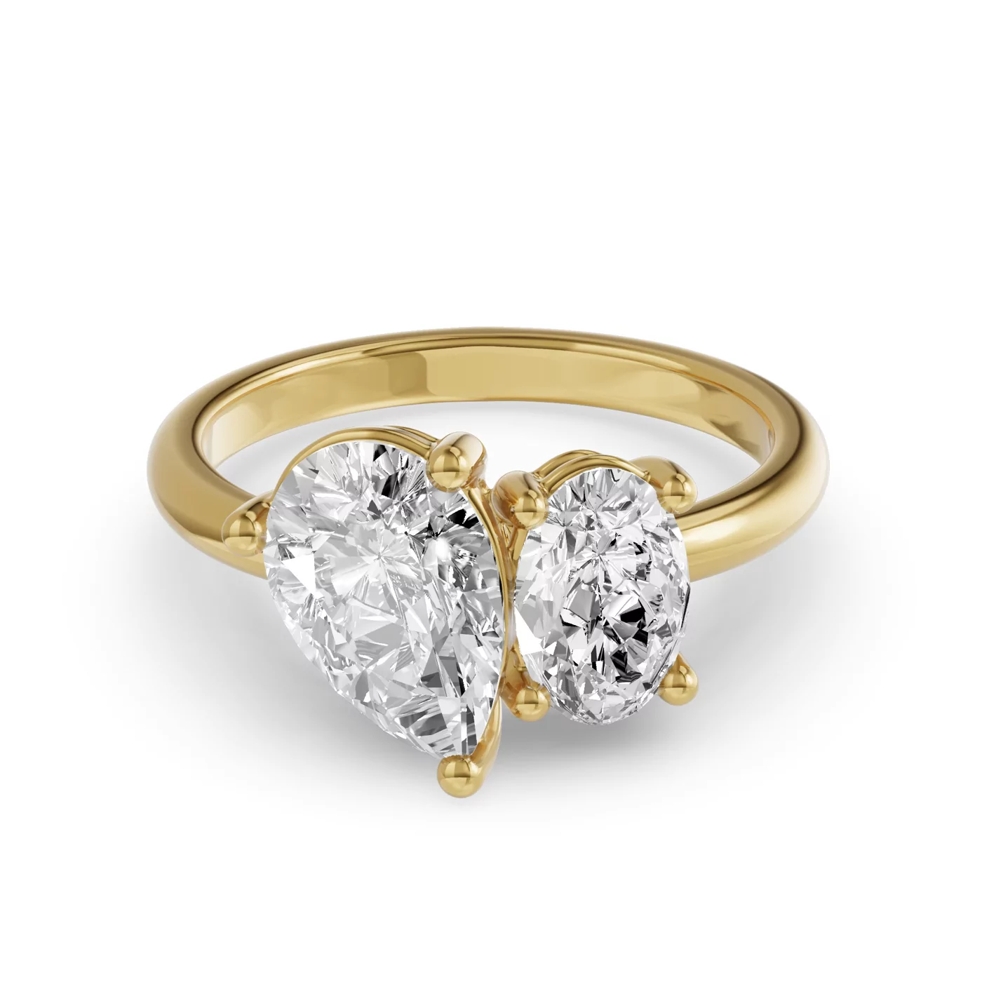 Toi et Moi Design 18K Yellow Gold Engagement Ring