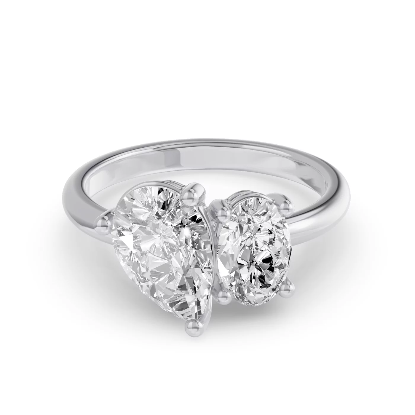 Toi et Moi Design Platinum Engagement Ring