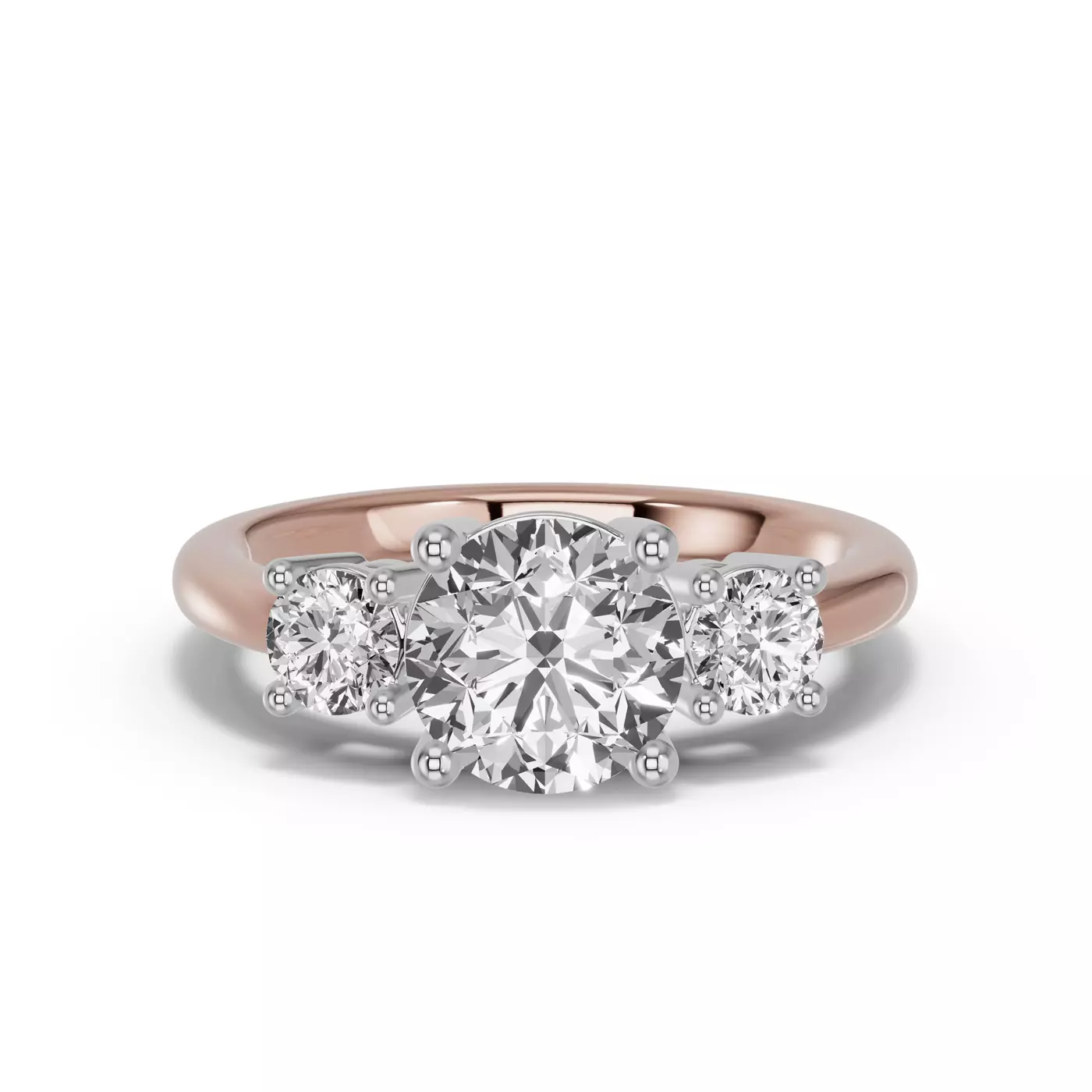 Three-Stone Symbolism Rose Gold 14k & White Gold 14k Engagement Ring