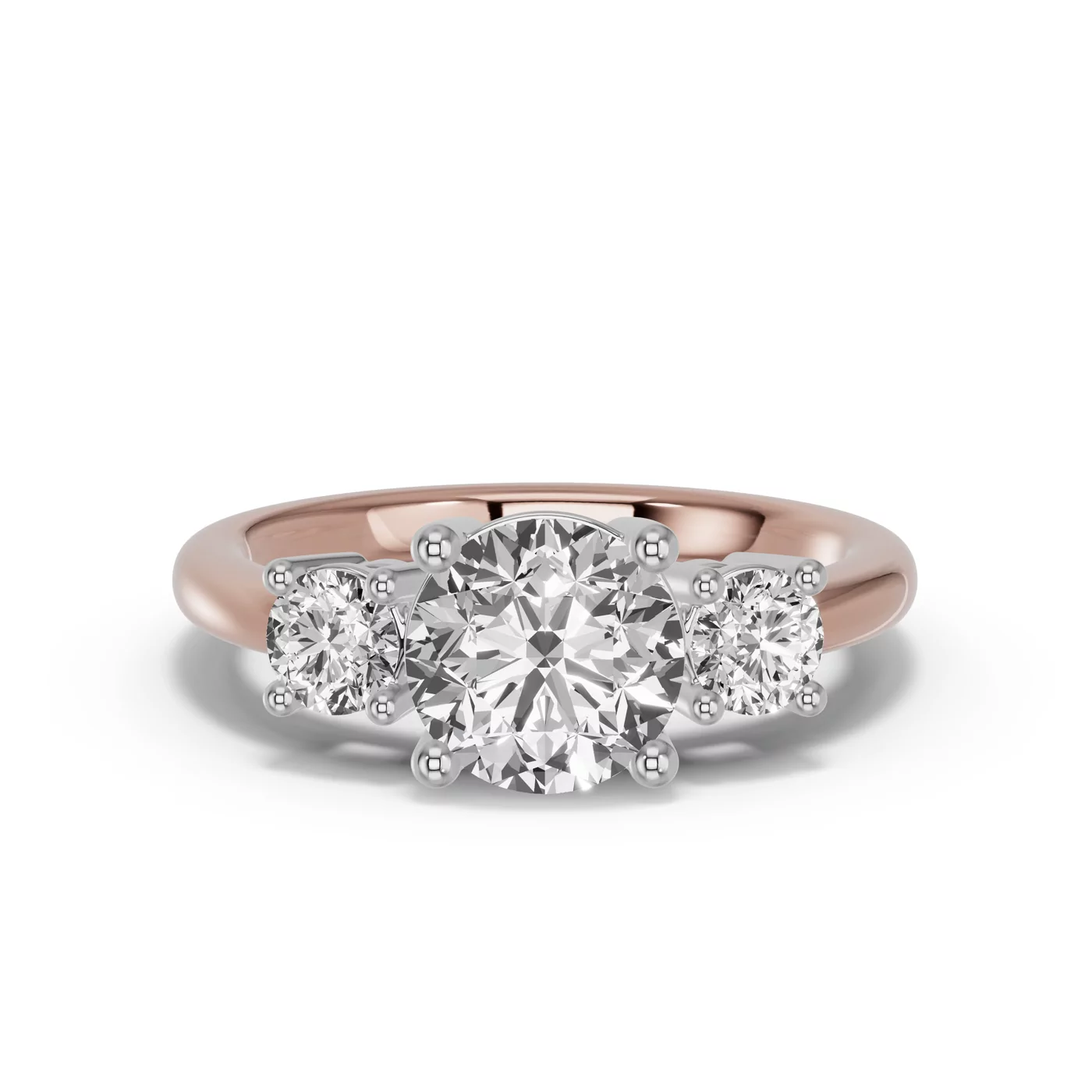 Three-Stone Symbolism Rose Gold 18k & White Gold 18k Engagement Ring