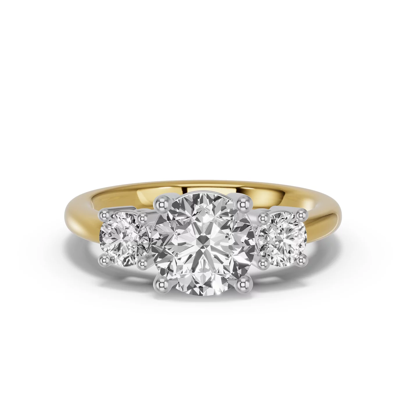 Three-Stone Symbolism Yellow Gold 18k & White Gold 18k Engagement Ring