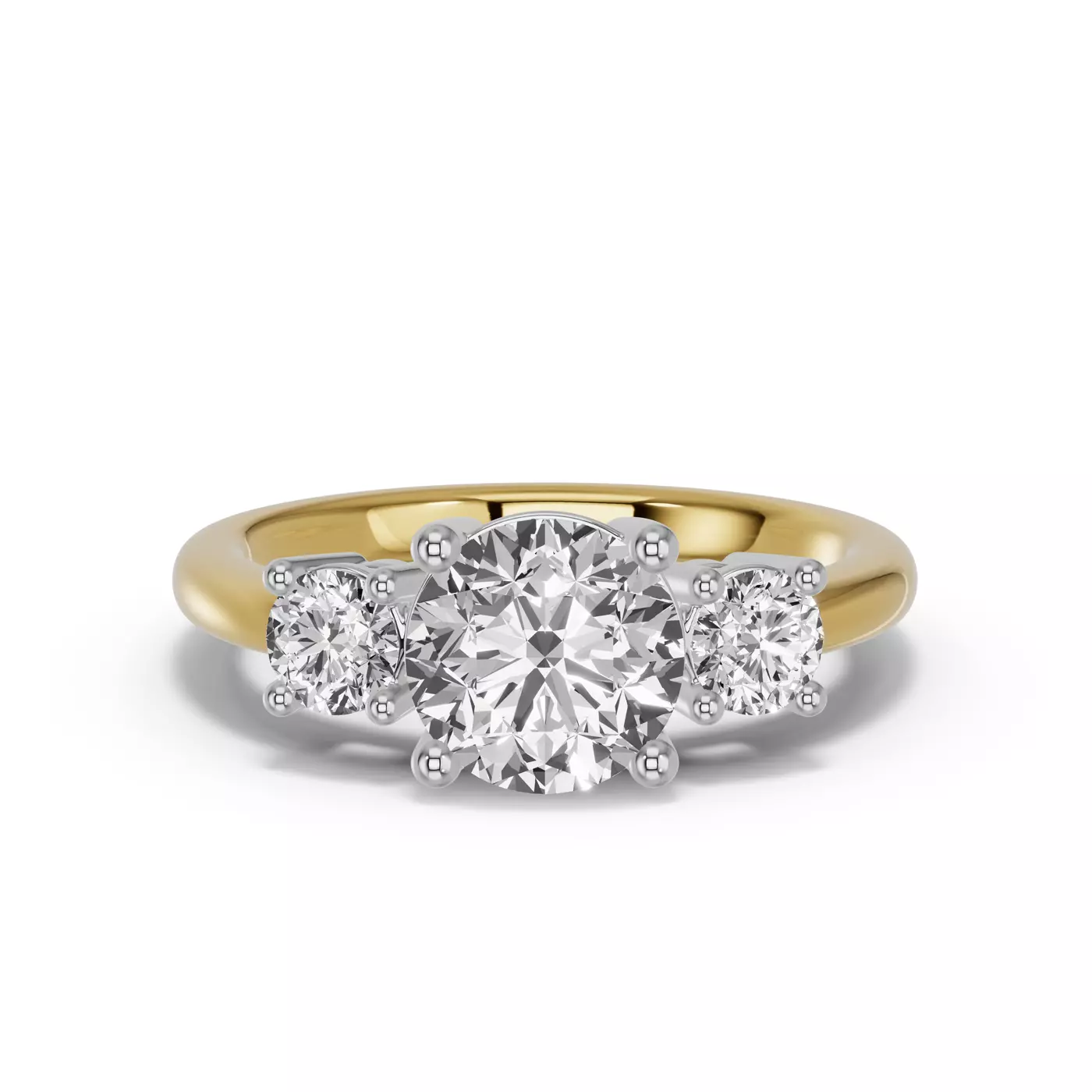 Three-Stone Symbolism Yellow Gold 18k & White Gold 18k Engagement Ring
