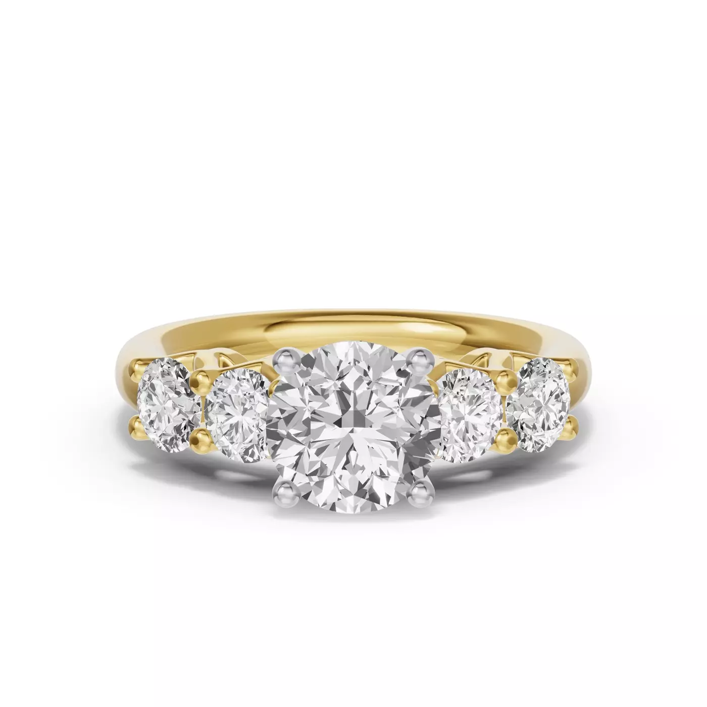 Brilliant Side Accents Yellow Gold 14k & White Gold 14k Engagement Ring