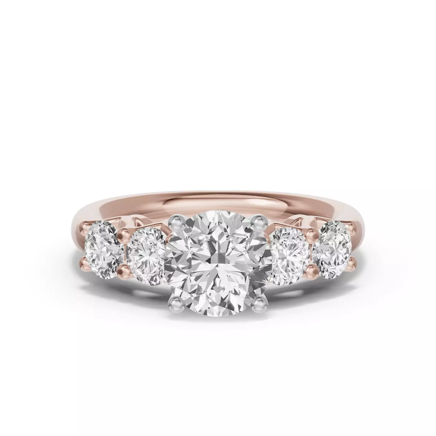 Brilliant Side Accents Rose Gold 18k & White Gold 18k Engagement Ring