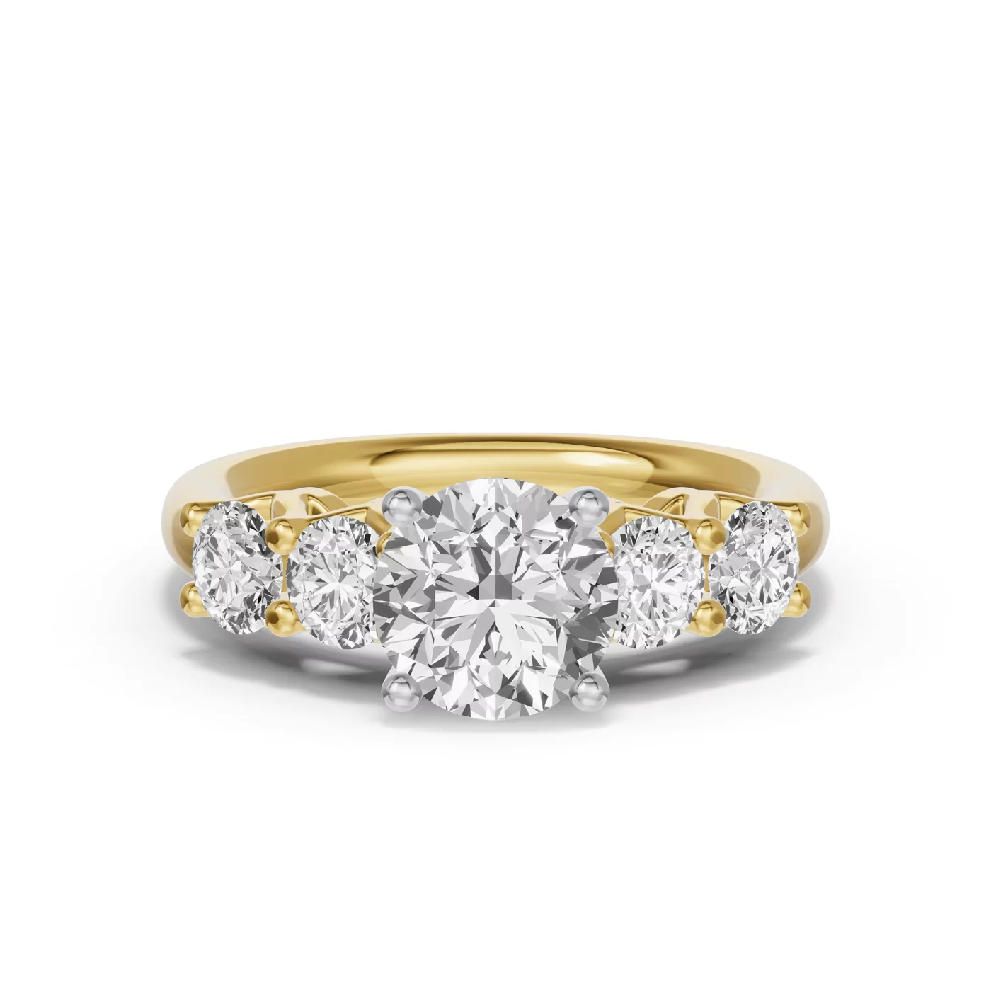 Brilliant Side Accents Yellow Gold 18k & White Gold 18k Engagement Ring