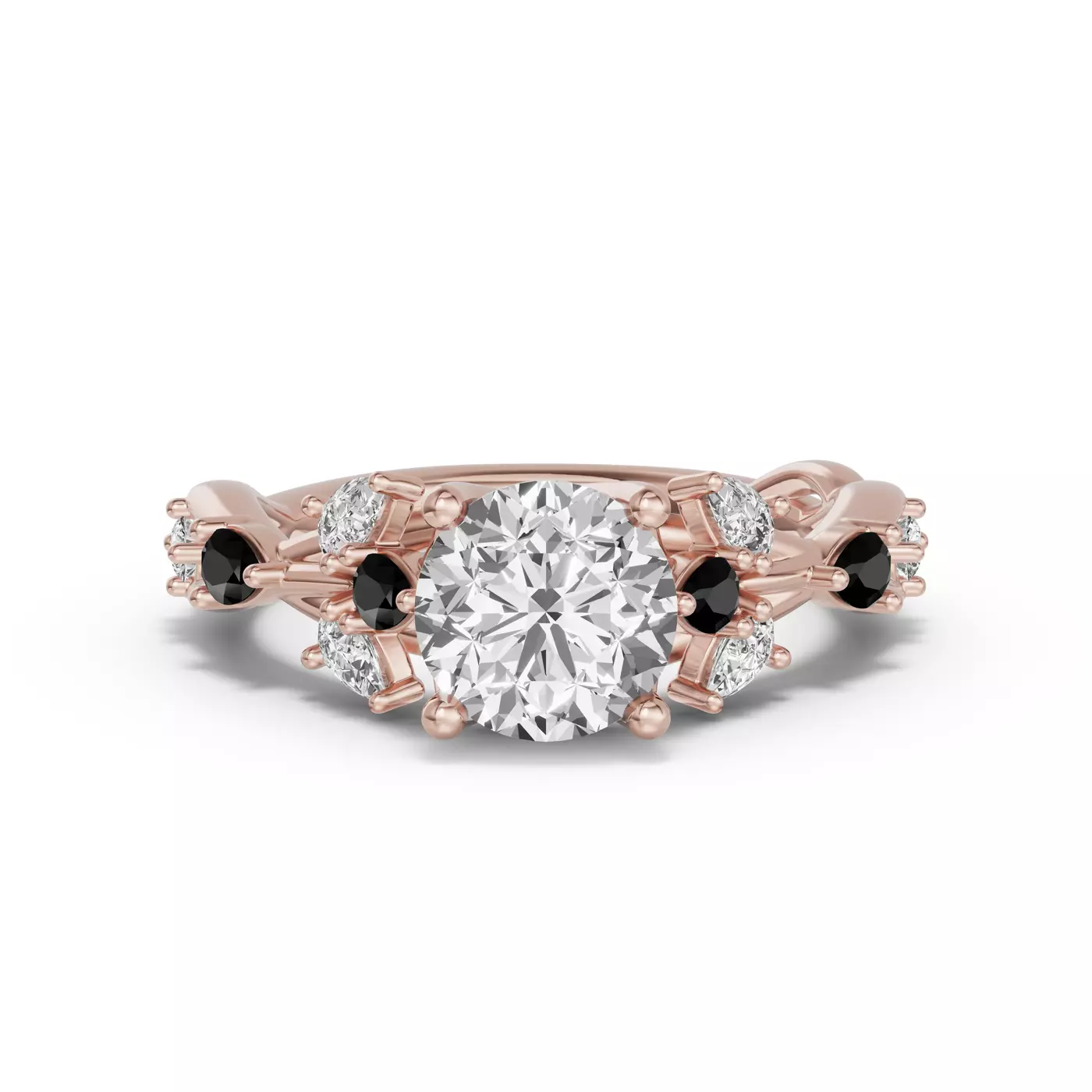 Interwoven Detailing 14K Rose Gold Engagement Ring