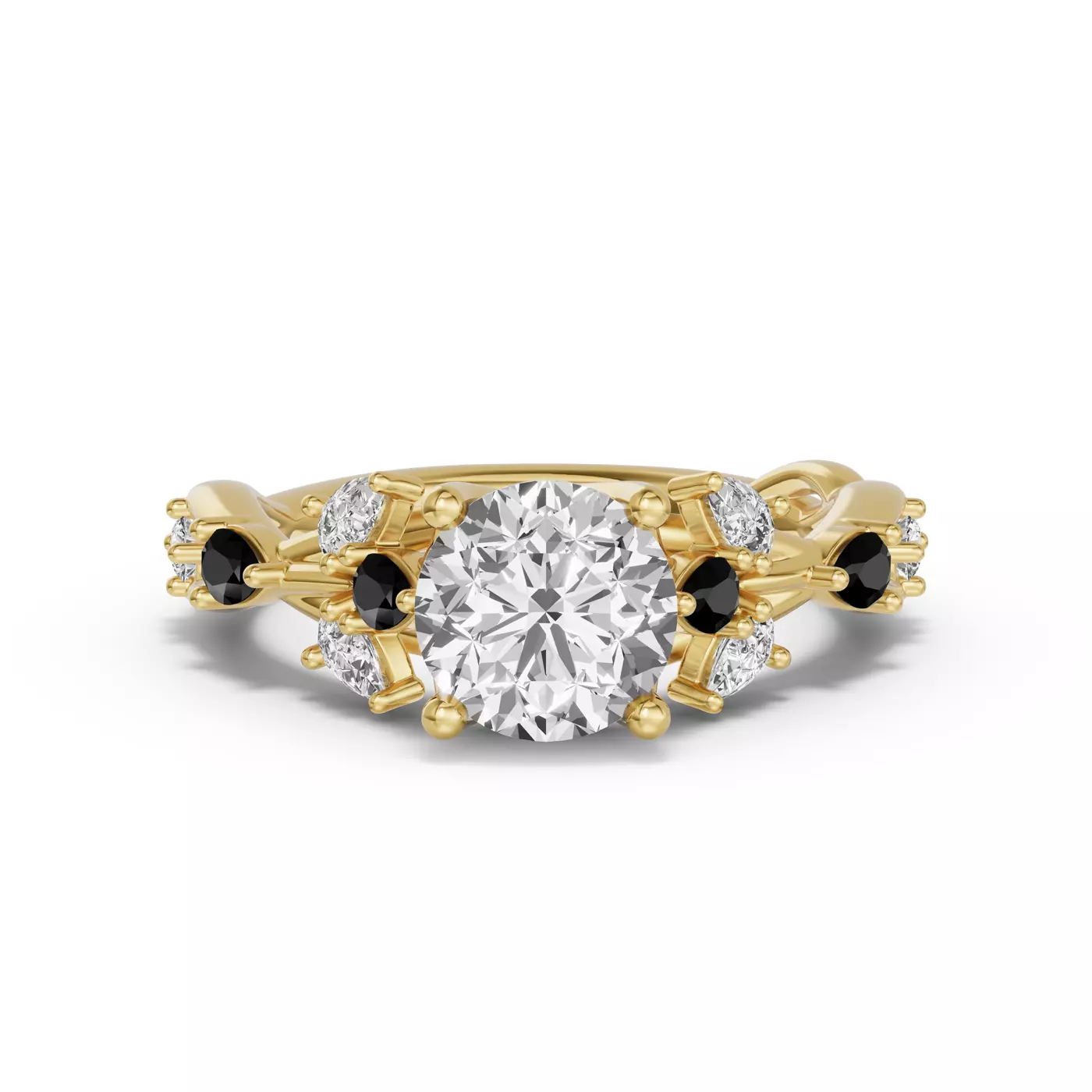 Interwoven Detailing 14K Yellow Gold Engagement Ring