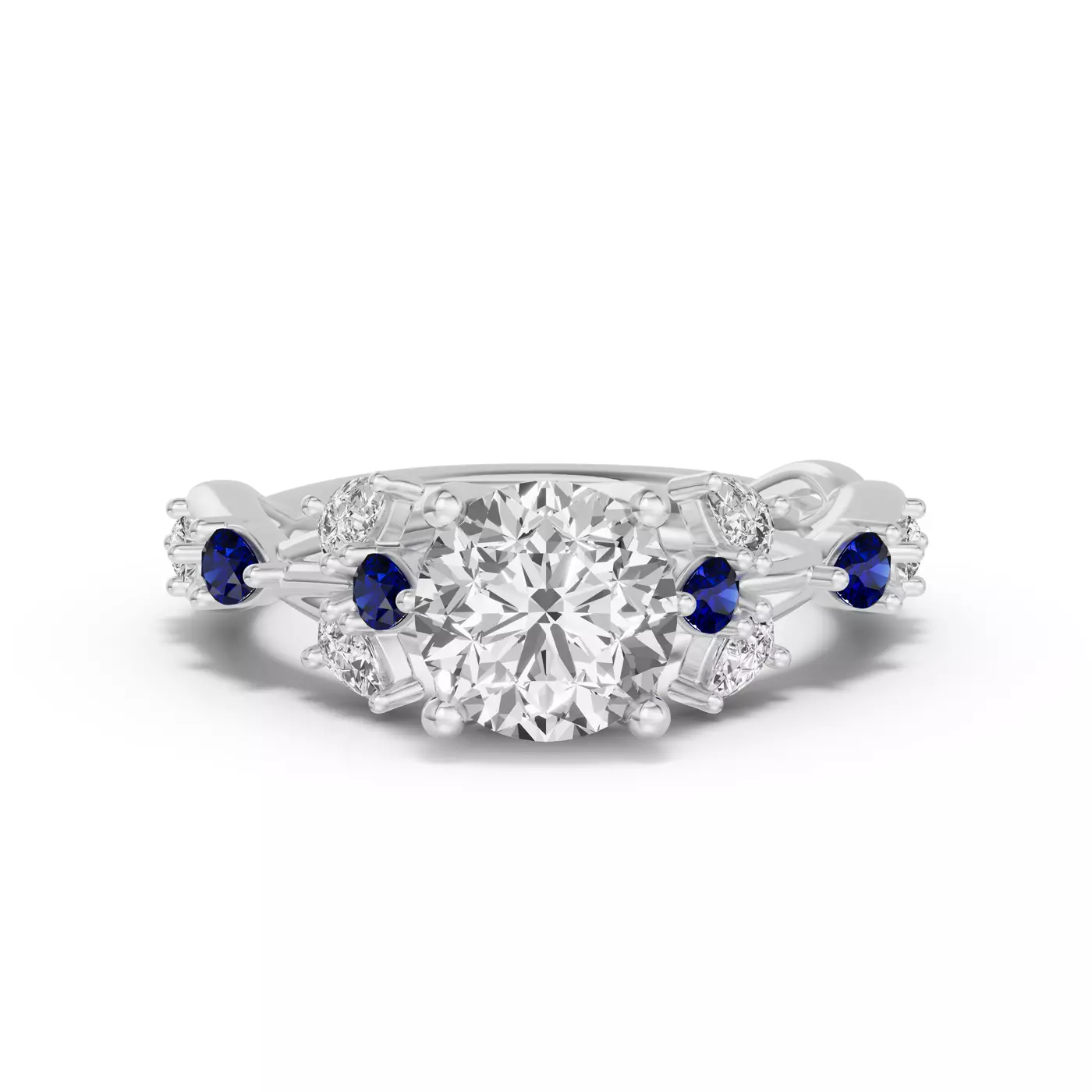 Interwoven Band Detail Platinum Engagement Ring