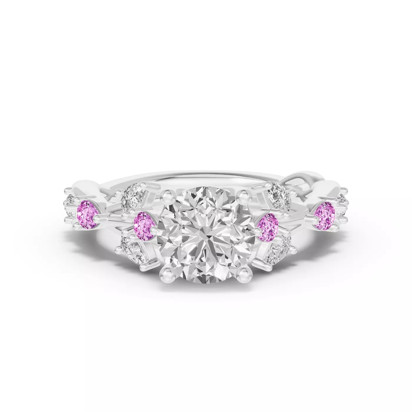 Twisting Band Detail Platinum Engagement Ring