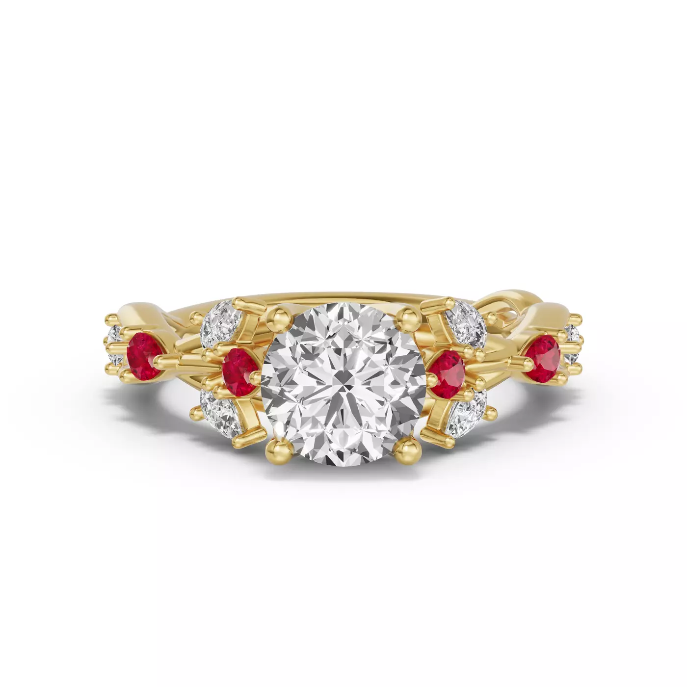 Interwoven Detailing 14K Yellow Gold Engagement Ring