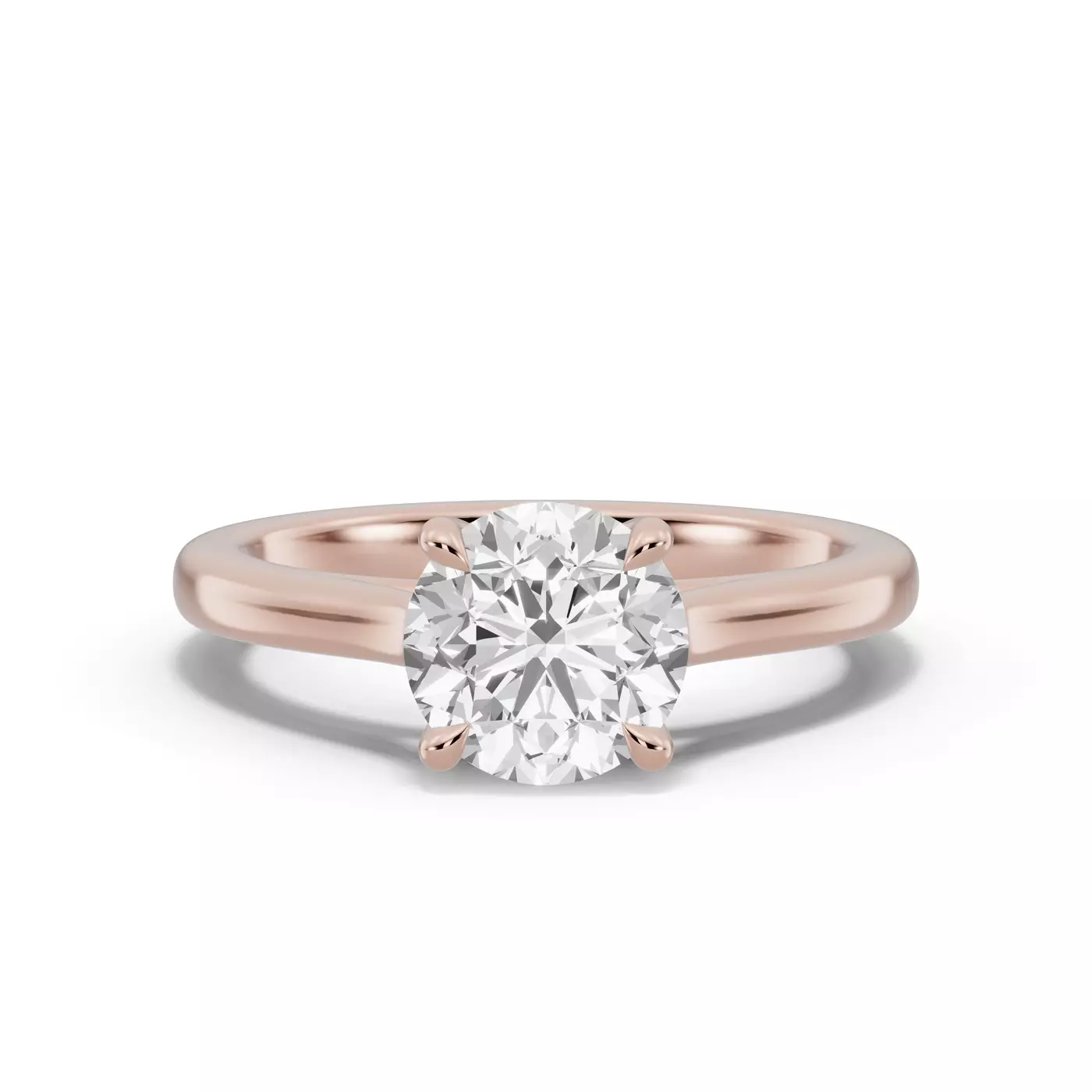 Cathedral Profile 18K Rose Gold Engagement Ring