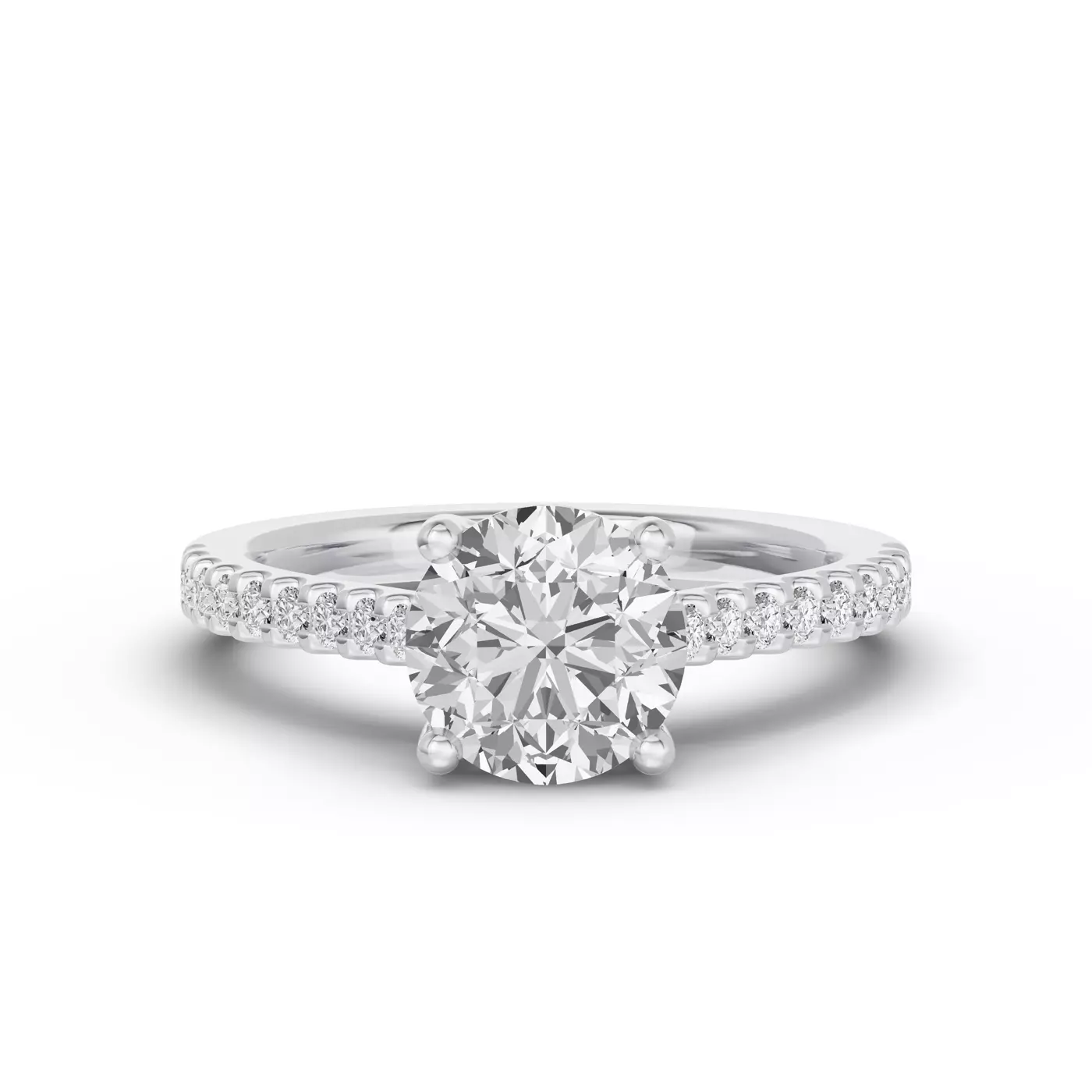 Cathedral Setting 14K White Gold Engagement Ring
