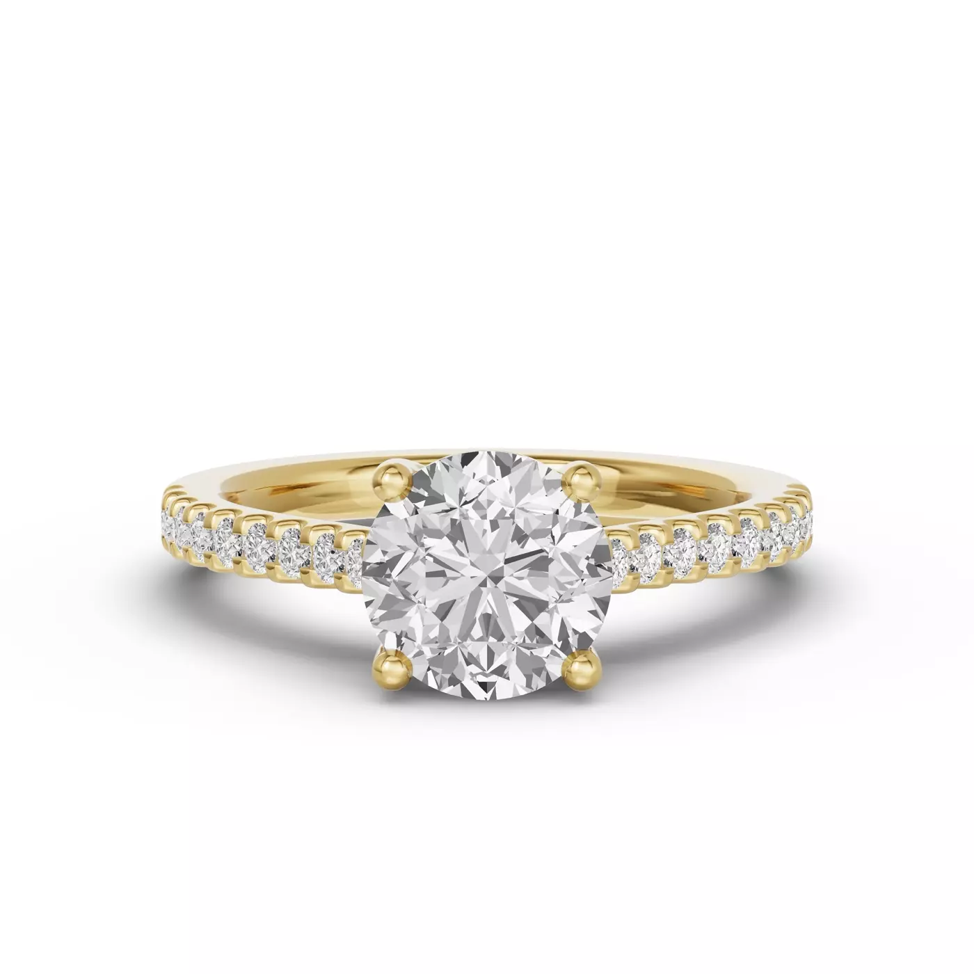 Cathedral Setting 14K Yellow Gold Engagement Ring
