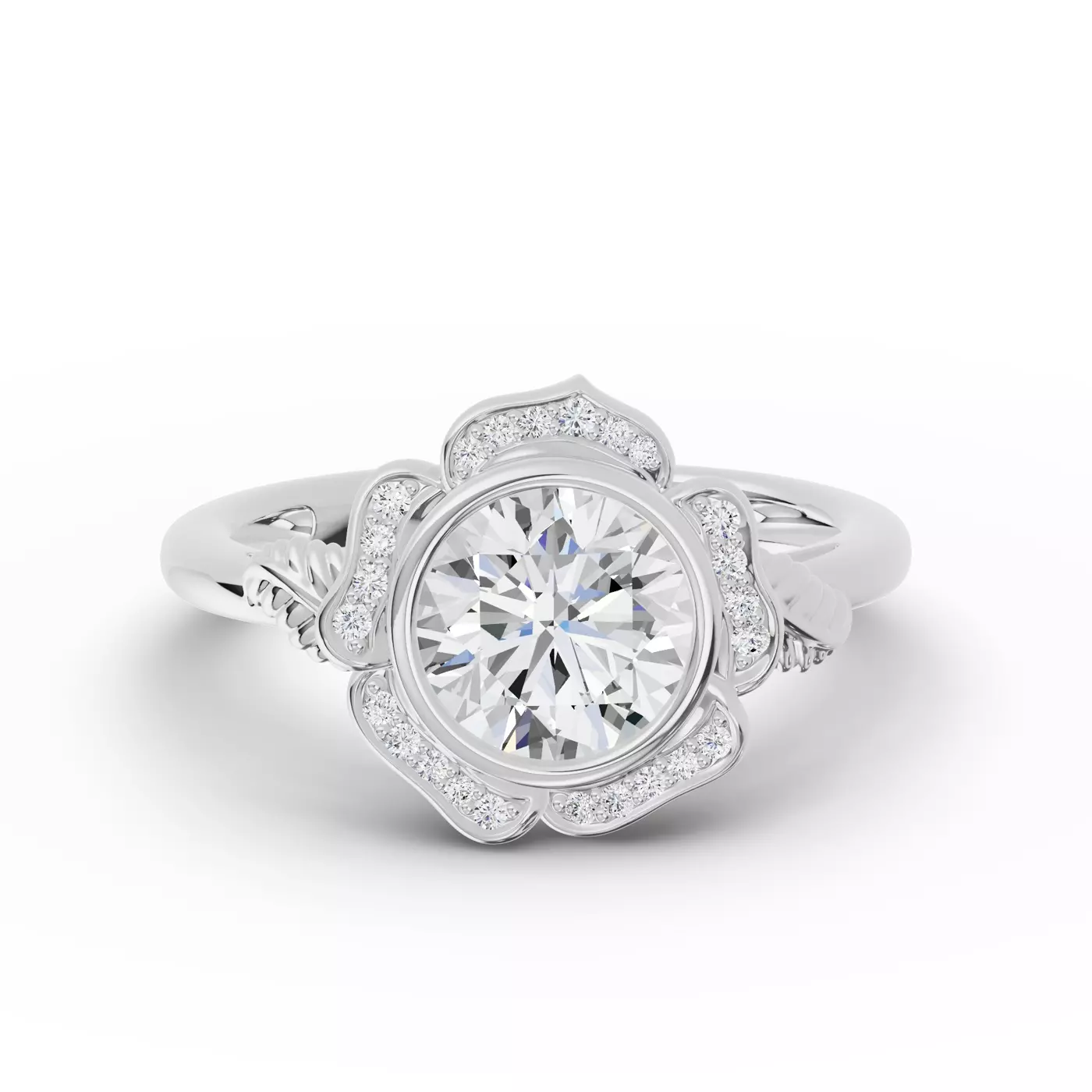 Radiant Halo Frame Platinum Engagement Ring